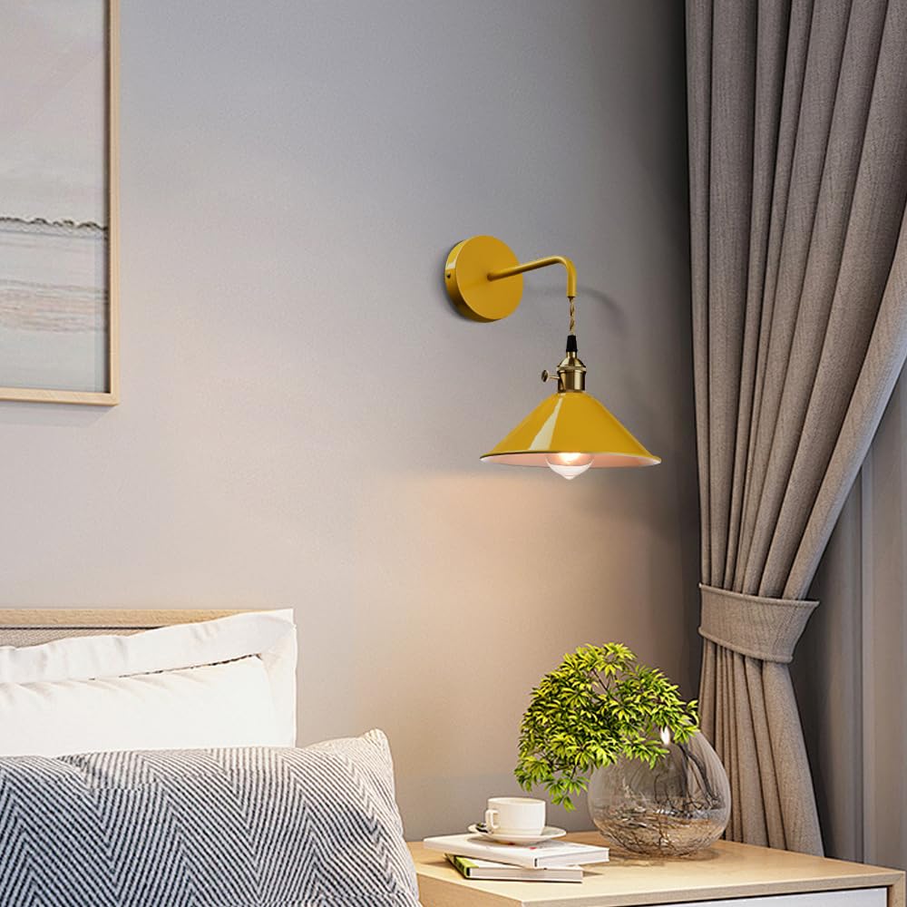 Jeenkae Modern Nordic Wall Sconce With On-Off Switch E26 Based Wall Mounted Light Fixture With Umbrella Shade For Bathroom Hallw