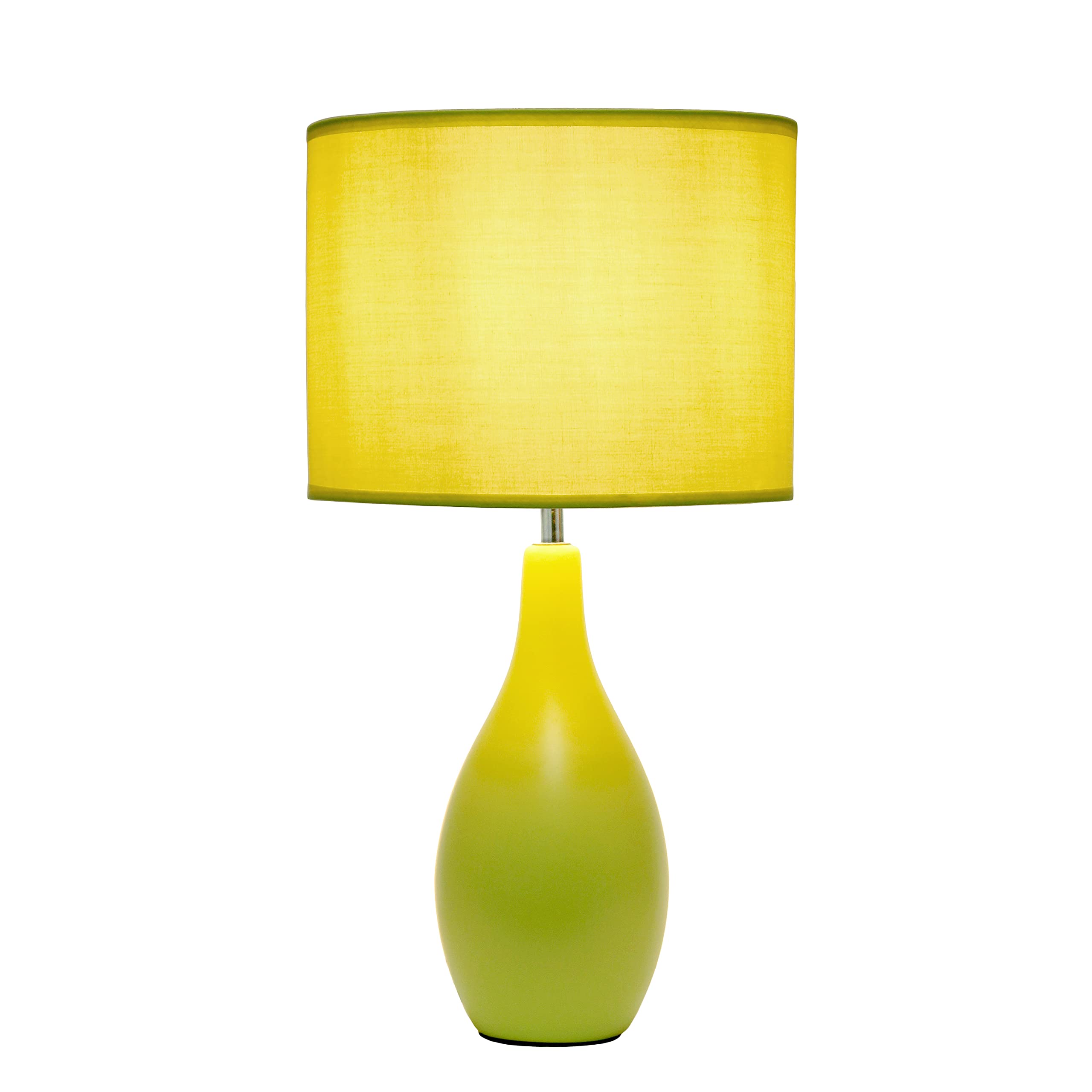 Simple Designs Lt2002-Grn Oval Bowling Pin Base Ceramic Table Desk Lamp With Matching Fabric Shade, Green 9.45 X 9.45 X 18.11