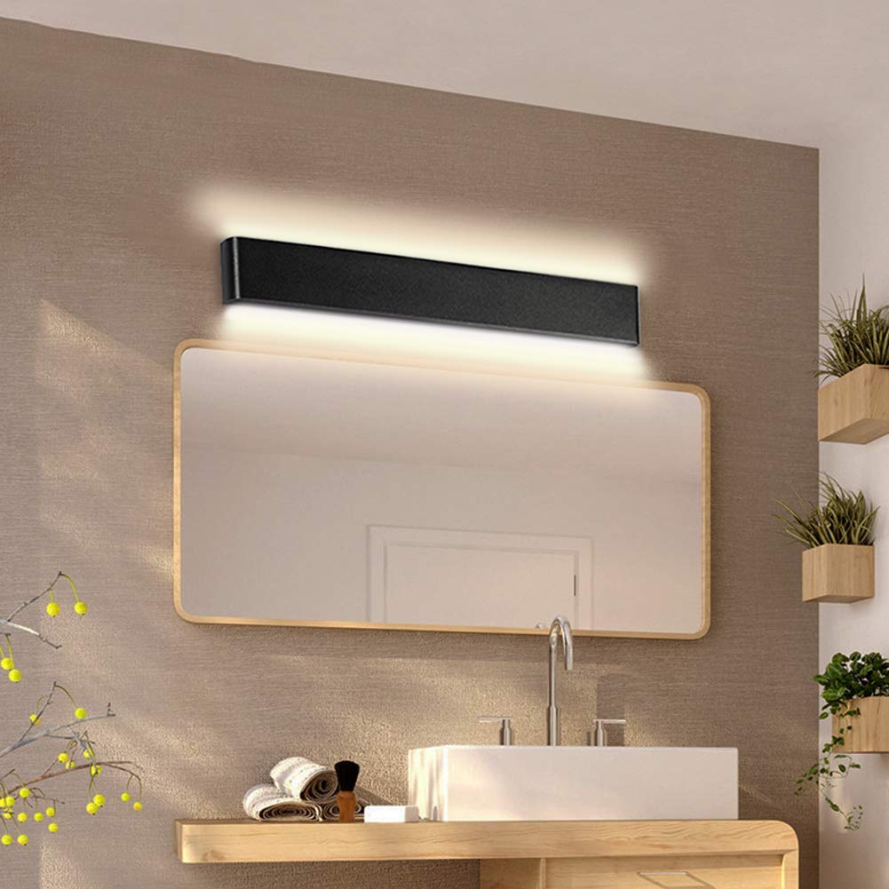 Aipsun 43.3in Matte Black LED Vanity Light - Up/Down Wall Mount, Warm Light 3000K for Bathroom