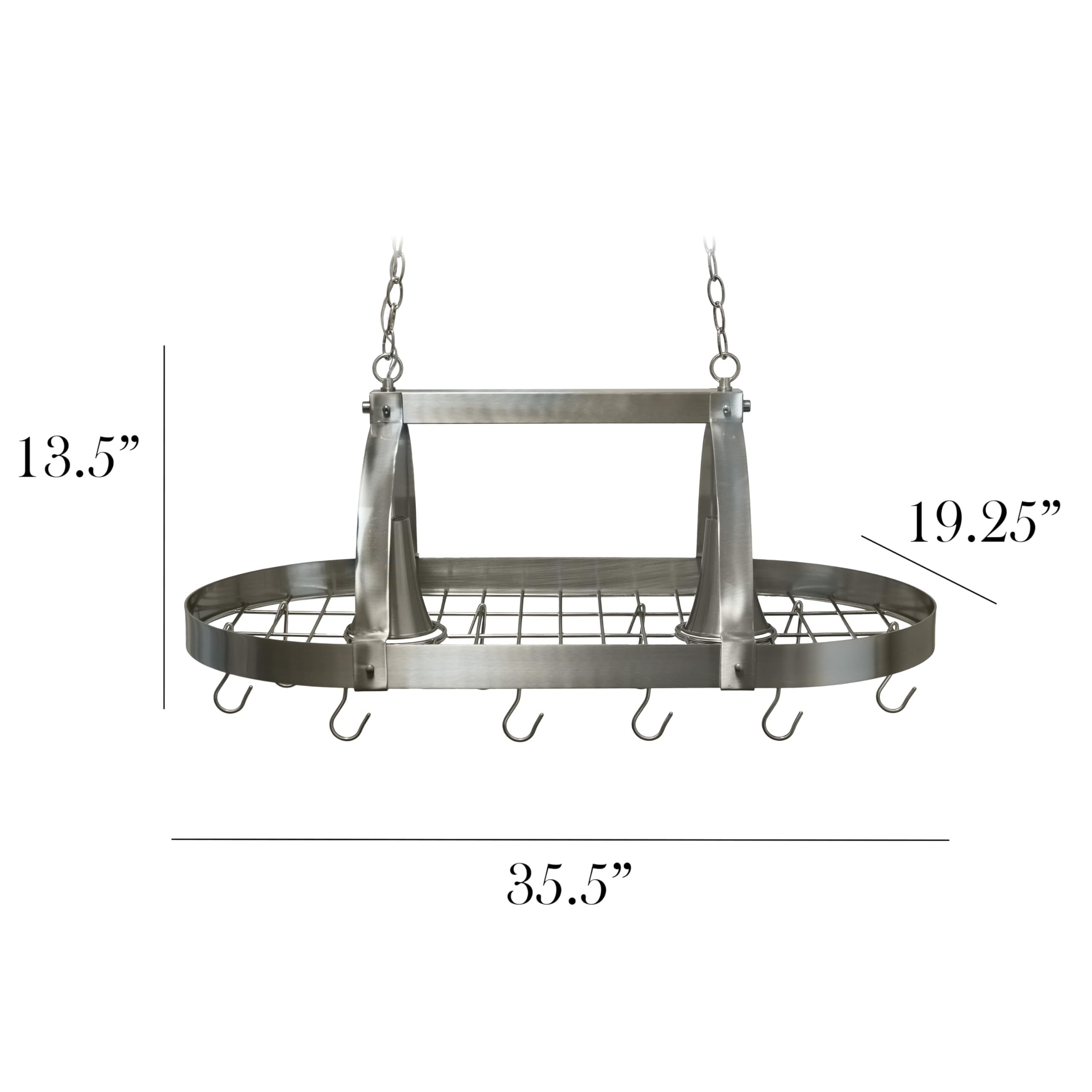 Elegant Designs Pr1000-Bsn Home Collection 2 Light Kitchen Pot Rack With Down Lights, Brushed Nickel
