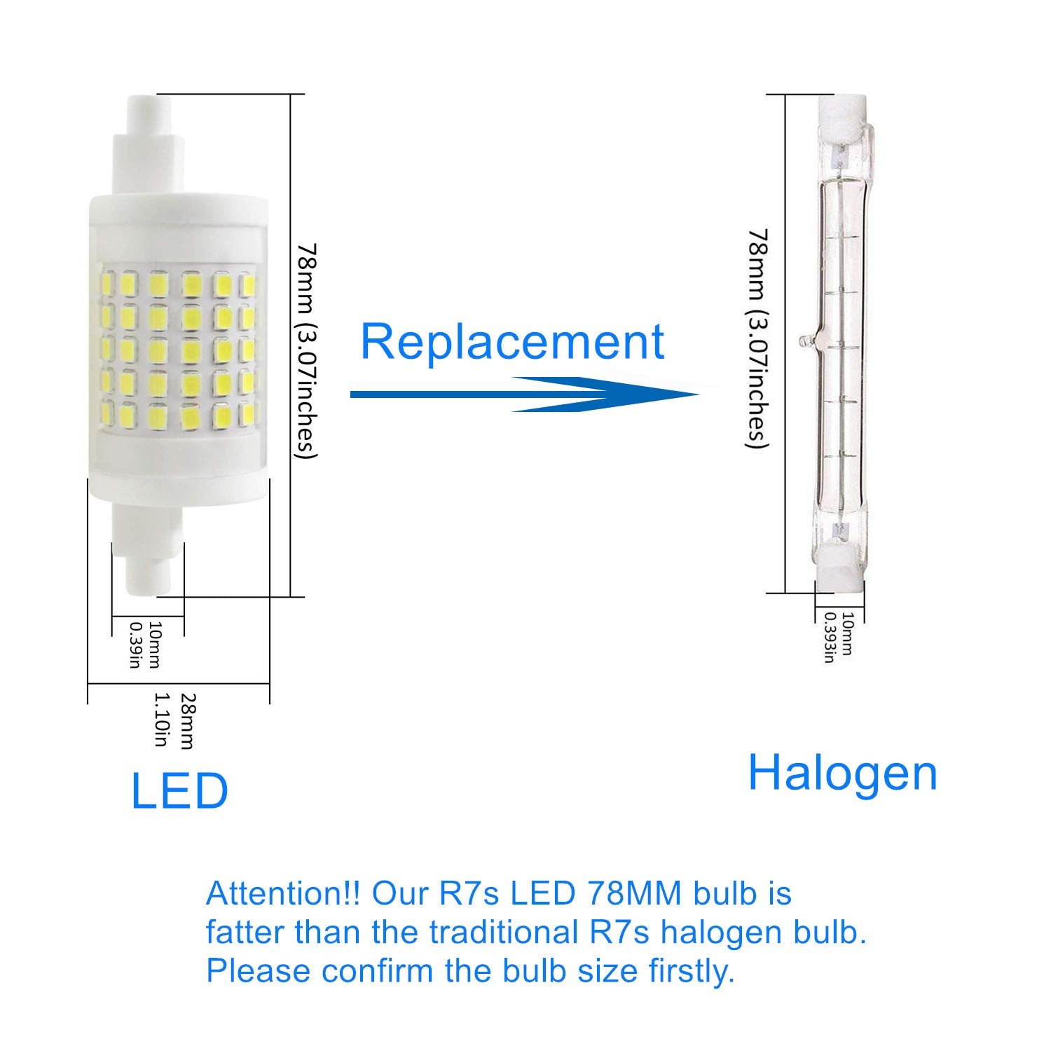 Familite R7S Led Bulb 10W 78Mm Dimmable Cool White 100W Halogen Equivalent, Pack Of 4