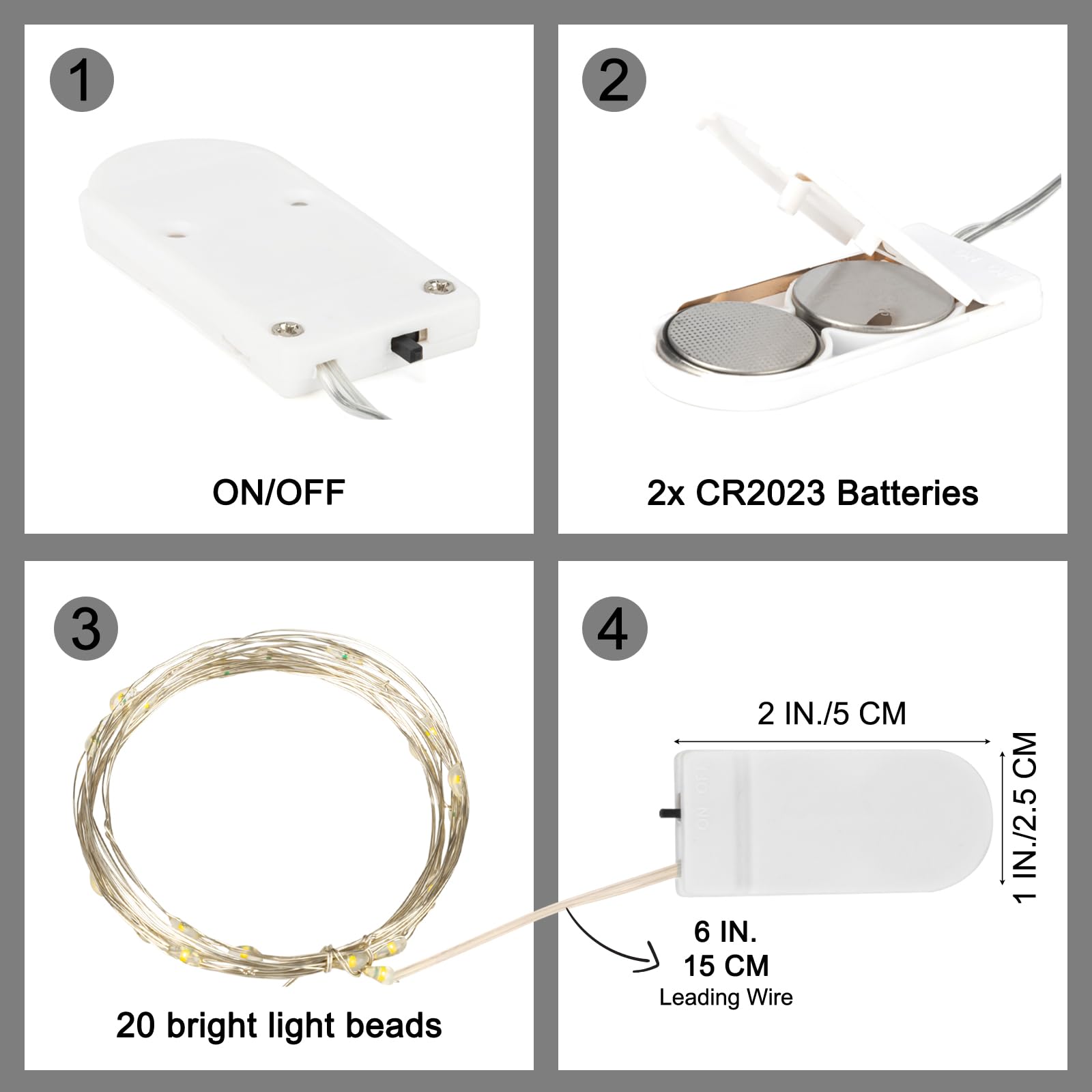 Sinamer 6 Pack White Fairy Lights Battery Operated Lights, 7Ft 20 Led Mini String Lights, Waterproof Silver Wire Starry For Mason Jars Wedding Party Centerpiece Table Christmas