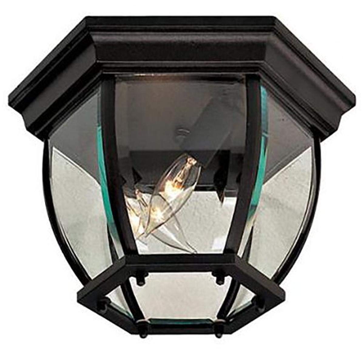 Minka Lavery Wyndmere Black Three-Light Flush Mount, Outdoor 10.75&quot;, Glass, 3X60W