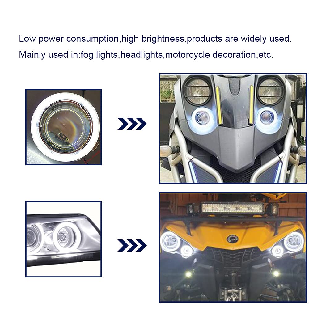 Qasim 1 Pair 90Mm 66Smd Cob Led For Angel Eyes Halo Ring Headlight Fog Housing Lamp With Cover White 12V 24V Dc