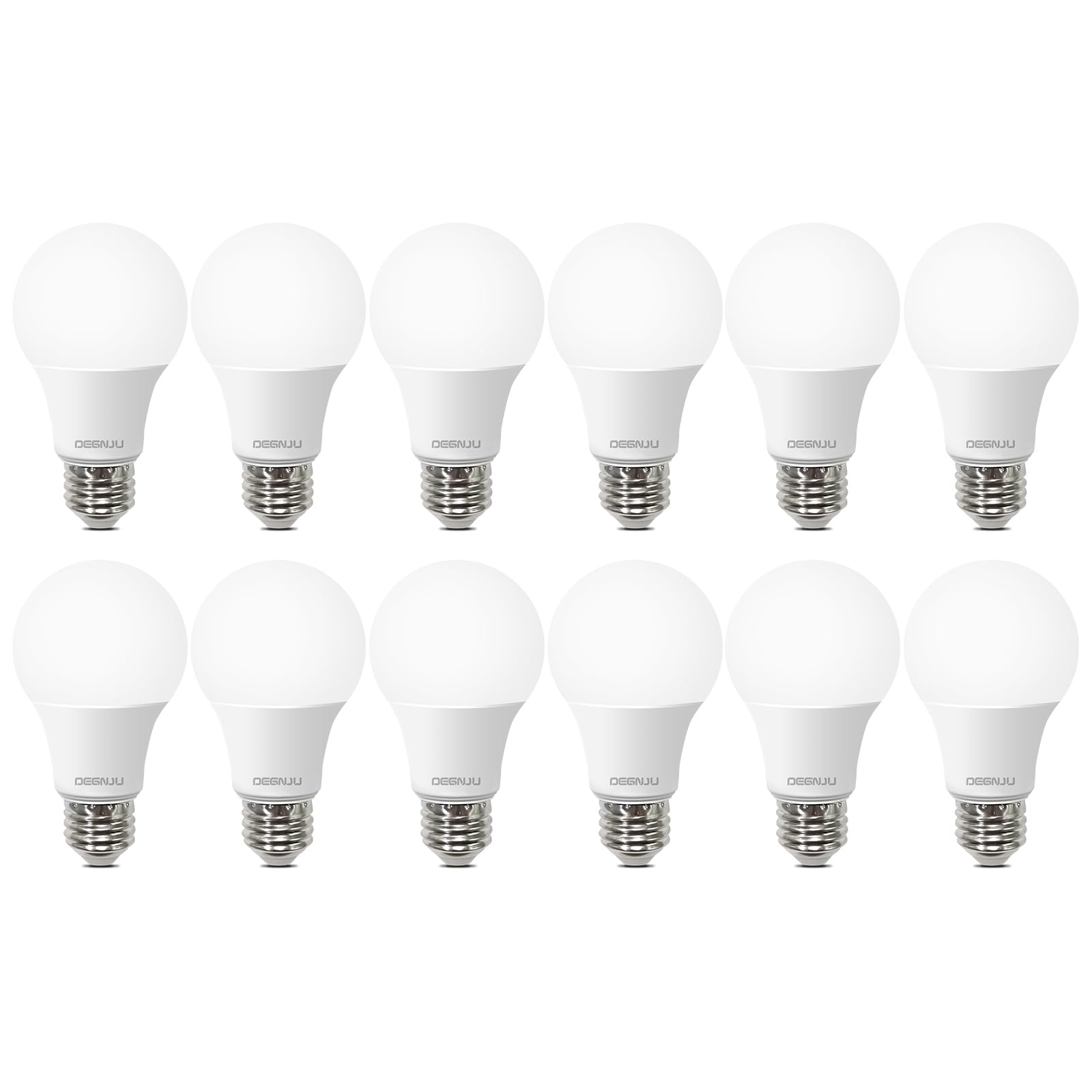 DEGNJU LED Light Bulbs, 60 Watt Equivalent LED Bulbs A19, 5000K Warm White, 800 Lumens, E26 Standard Base, Non-Dimmable, 8.5W Warm White LED Bulbs for Bedroom Living Room, 12 Pack