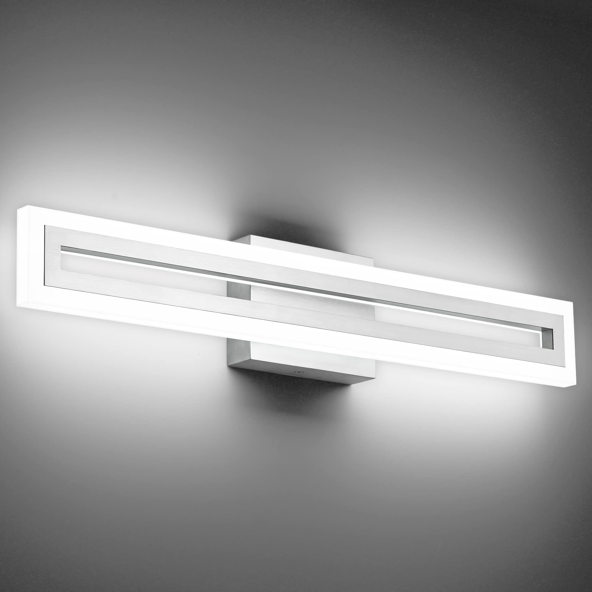 SOLFART LED Bathroom Light Fixture Over Mirror 24 Inch Brushed Nickel Aluminum Non-Dimmable