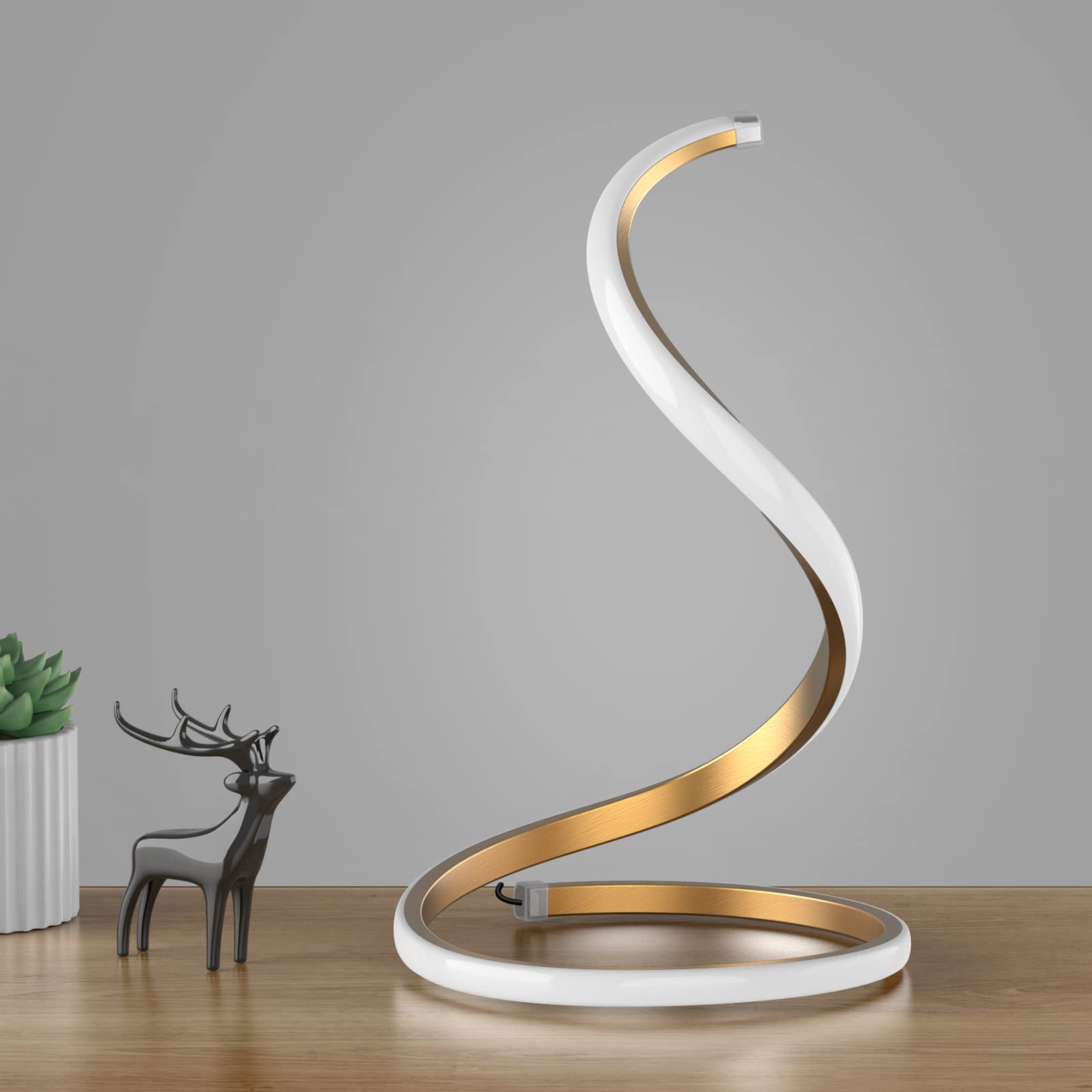 Nu?R Spiral Led Table Lamp, Modern 3 Colors Dimmable Desk Lamp With Minimalist Lighting Design & Touch Controller, Creative Styl