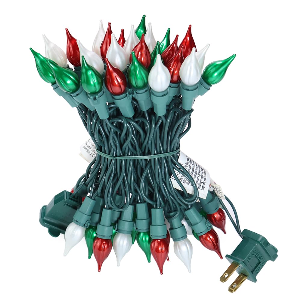novrose Christmas Lights 50 LEDs ETL Certified Glass Bulb String Lights Green Wire Indoor/Outdoor Multi Color C3 Model