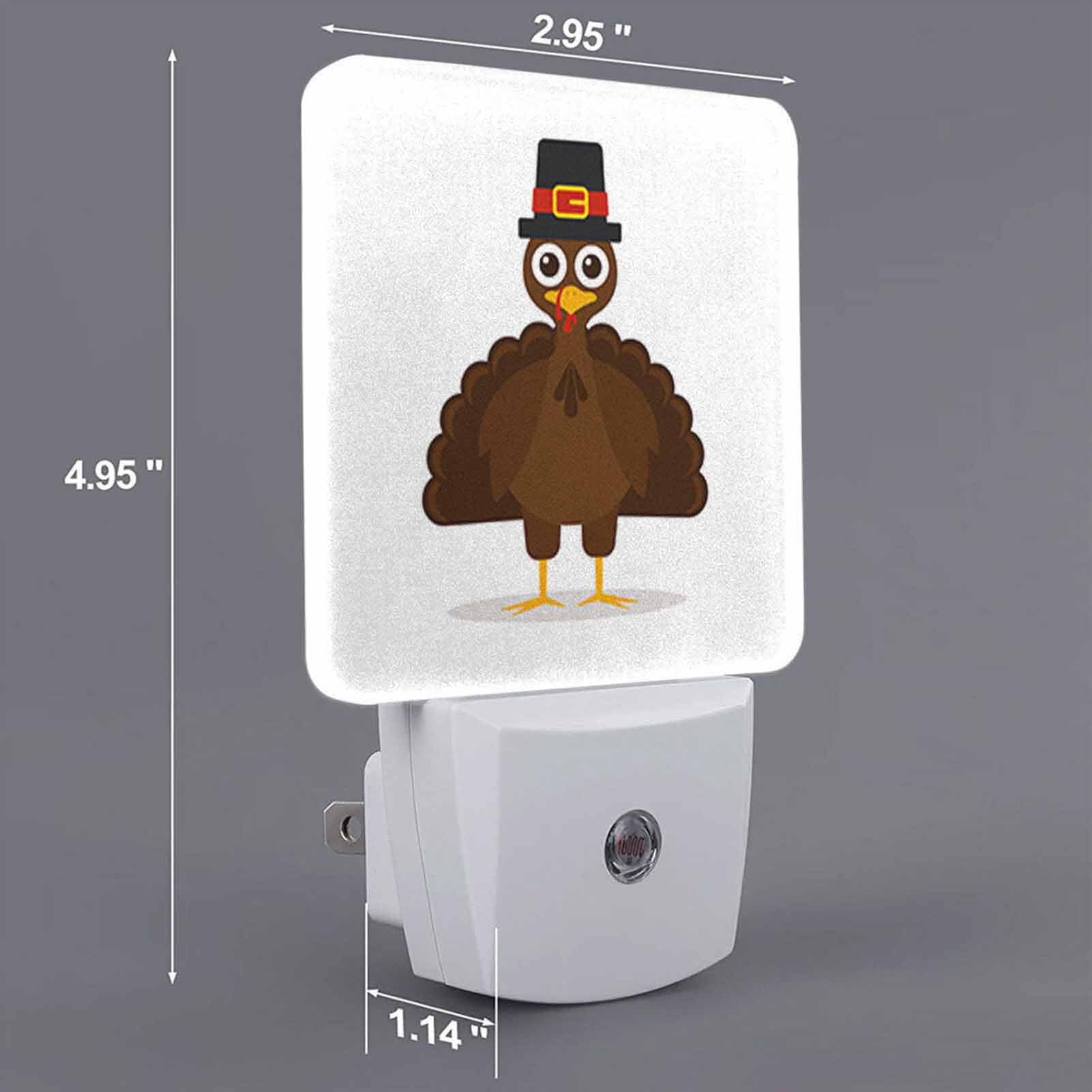 Led Night Light Plug Into Wall With Dusk To Dawn Light Sensor White Energy Efficient Cartoon Turkey White Autumn Nightlight For