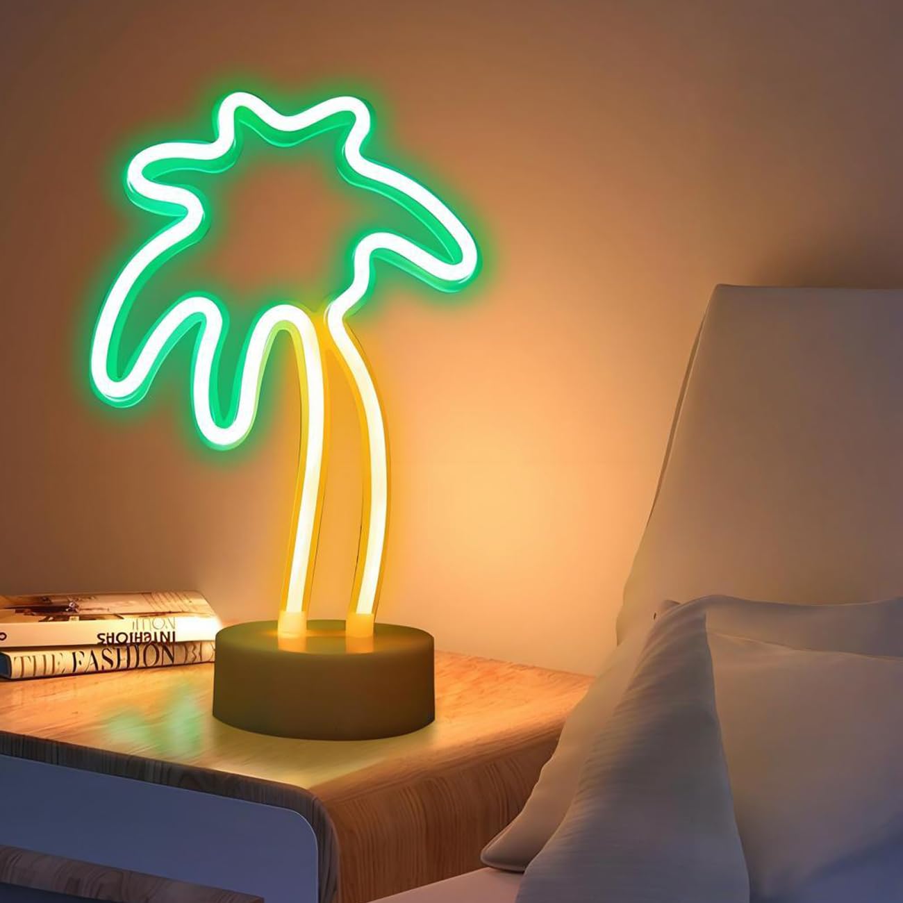 ENUOLI Neon Light Coconut Palm Tree USB Powered LED with Holder Base, Small, Tree Color, Model yNH.Z013