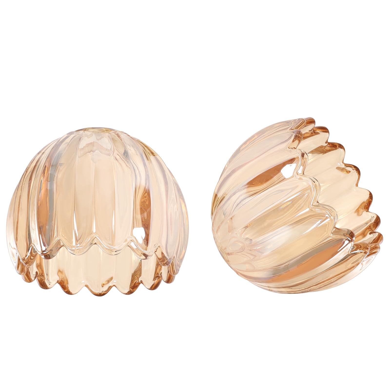 Shenmoyl Tulip Lamp Shades Replacement  1.41 Fitter Opening Amber Glass Sconce Shade Heavy and Thick for Wall Sconces Pendant Lights Ceiling Lights Chandelier  2 Pack