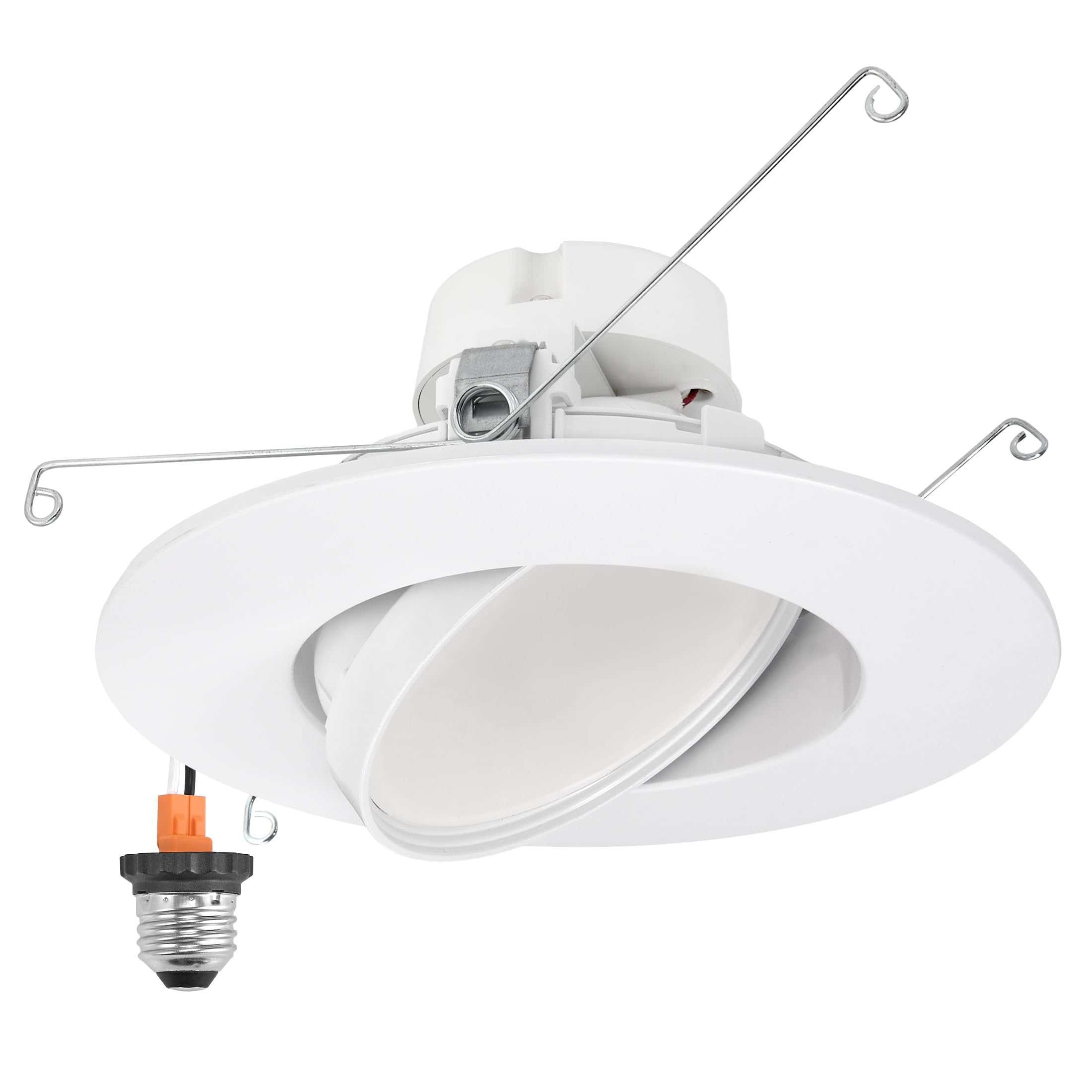 Maxxima 5 In. And 6 In. Rotatable Led Retrofit Downlight Gimbal, 1100 Lumens, 11 Watts, 5 Cct 2700K/3000K/3500K/4000K/5000K, Dimmable, Plastic White Trim