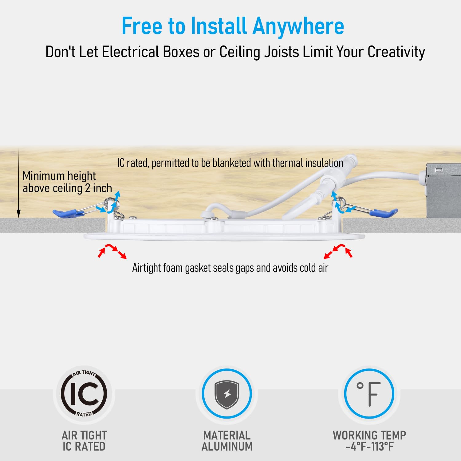 Torchstar Basic Series 12-Pack 6 Inch Ultra-Thin Led Recessed Lighting With Junction Box, Cri90, Aluminum, 5000K Daylight, 5%-100% Dimmable Slim Recessed Downlight, 12W 1100Lm, Etl And Energy Star
