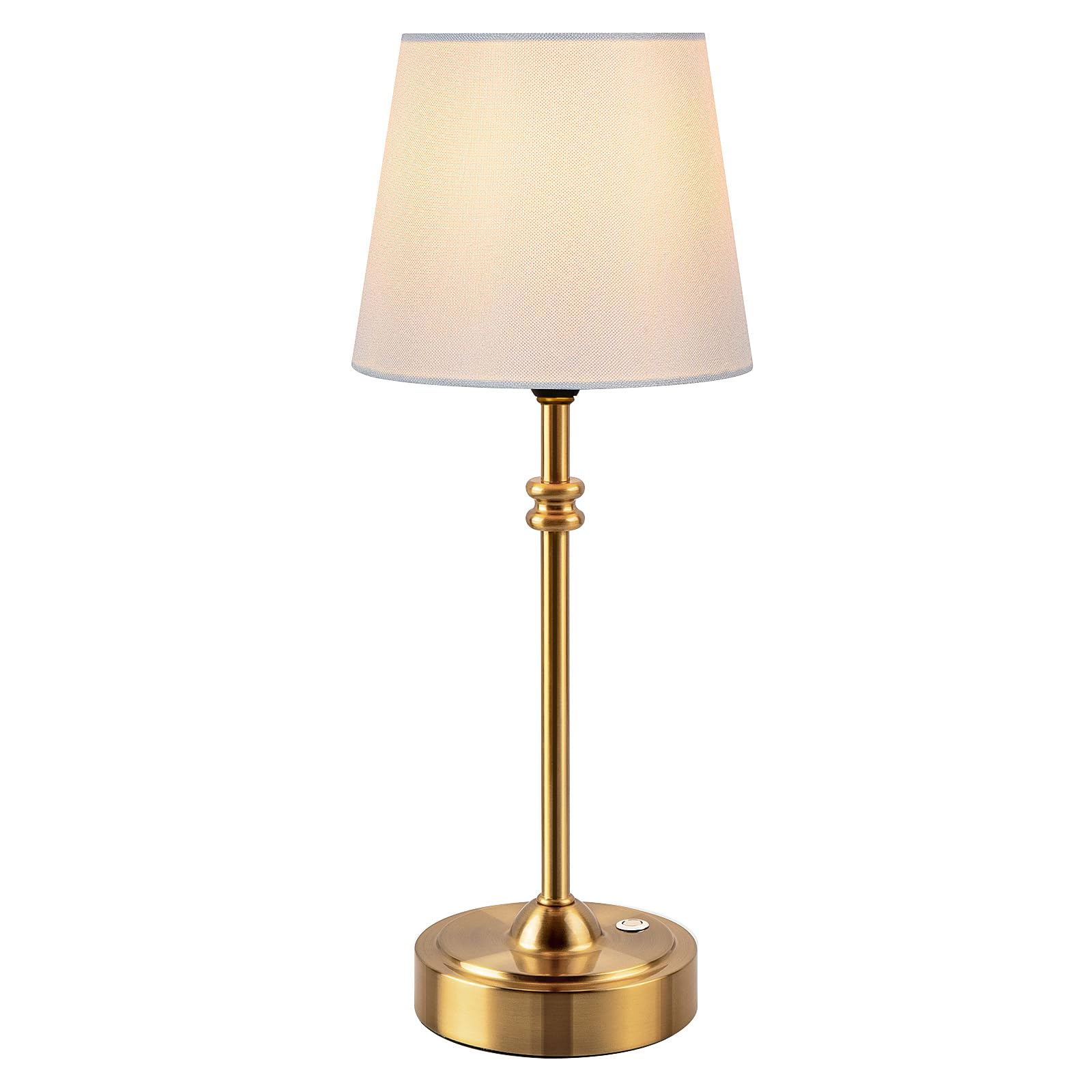 ONEWISH Cordless Lamp-Battery Operated Table lamp, 4000mAh Rechargeable, Stepless Dimmable, Small Touch Bedside Lamp with Fabric