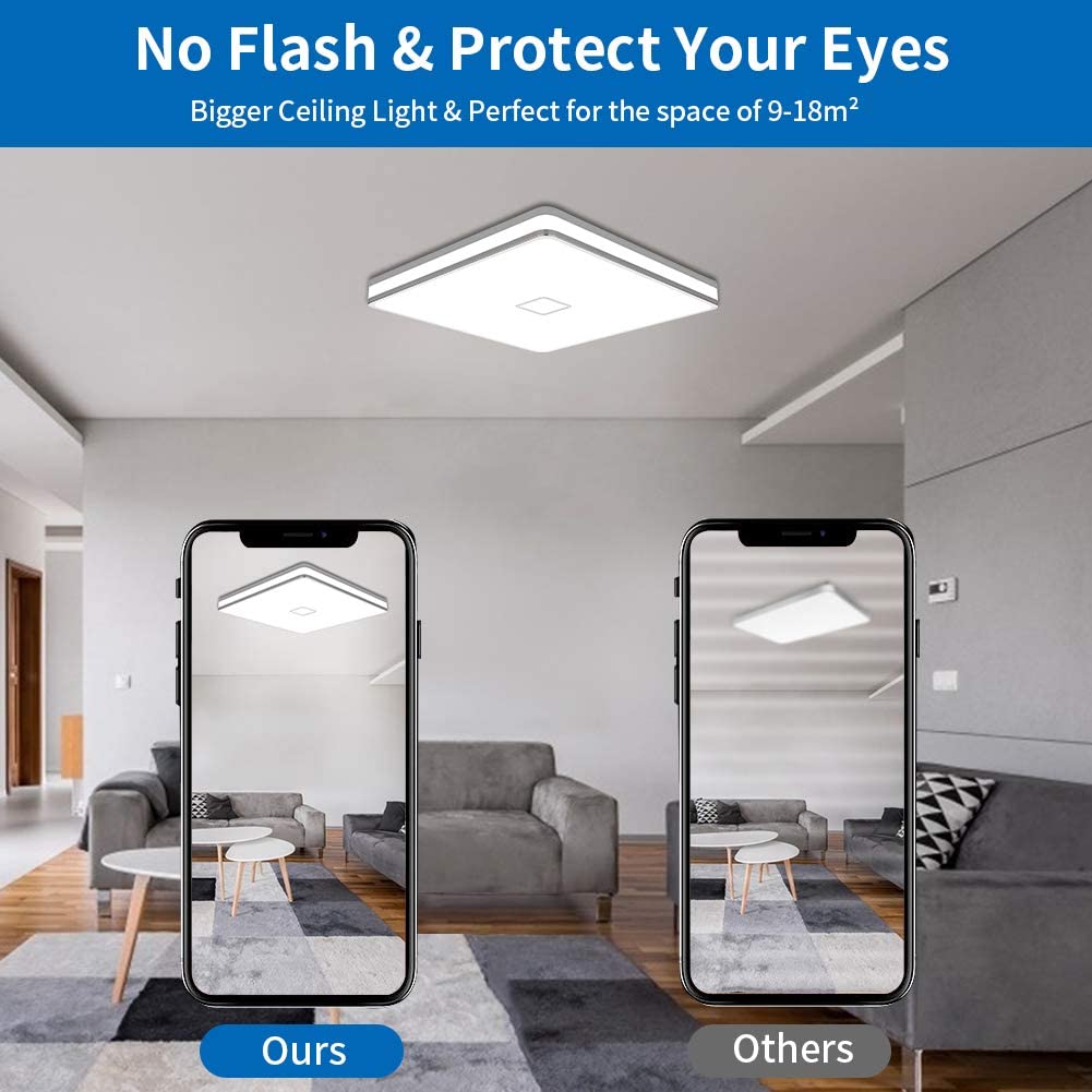 Airand LED Square Ceiling Light 24W 2050LM Flush Mount 12.8in Waterproof Cold White 5000K