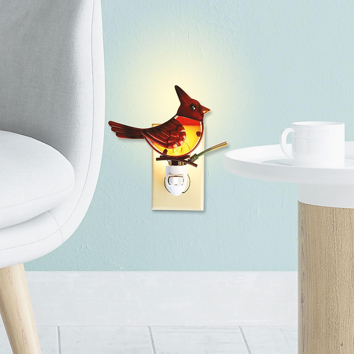 Current Christmas Cardinal Decorative Nightlight - 5 3/8'' Stained Glass Plug In Light, Christmas, Easter, & Holiday Decorations