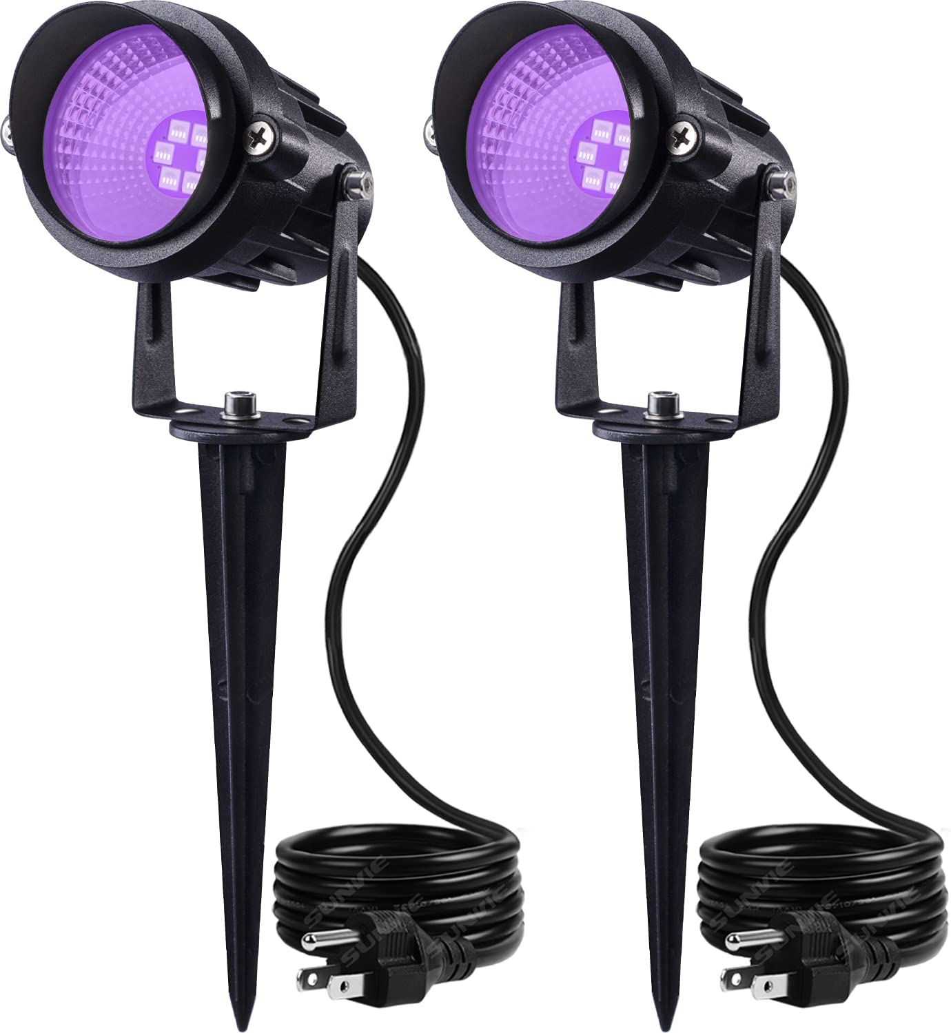 SUNVIE 2 Pack Halloween Spotlight Outdoor Black Light Spotlight Outdoor Waterproof 12W Purple Spot Lights Outdoor Halloween Black Lights Outdoor Blacklight Spotlight with US Plug for Glow Party Stage