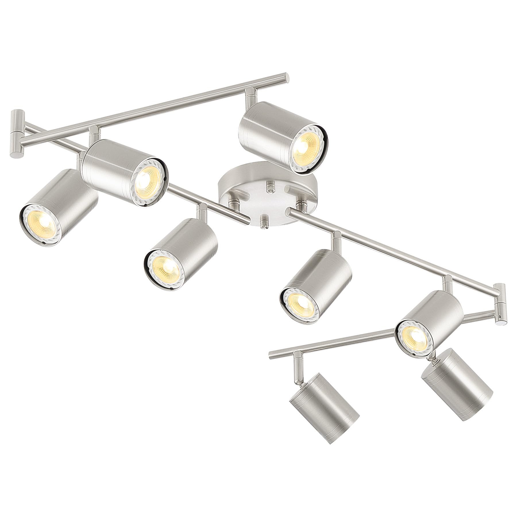 Vonluce 8 Light Track Light Fixture  Led Track Lighting Kit With Rotatable Heads  3-Color Gu10 Bulbs Included  Modern Ceiling Spotlight For Kitchen Office Closet Studio Bedroom  Nickel