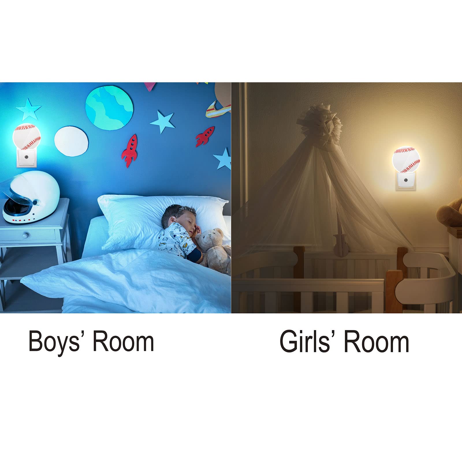 Axayaz Baseball Ball Stitch Night Light Sports Balls Games Leisure Activity Plug In Night Lamp Auto Sensor Energy Efficient Dusk To Dawn Led Home Decor