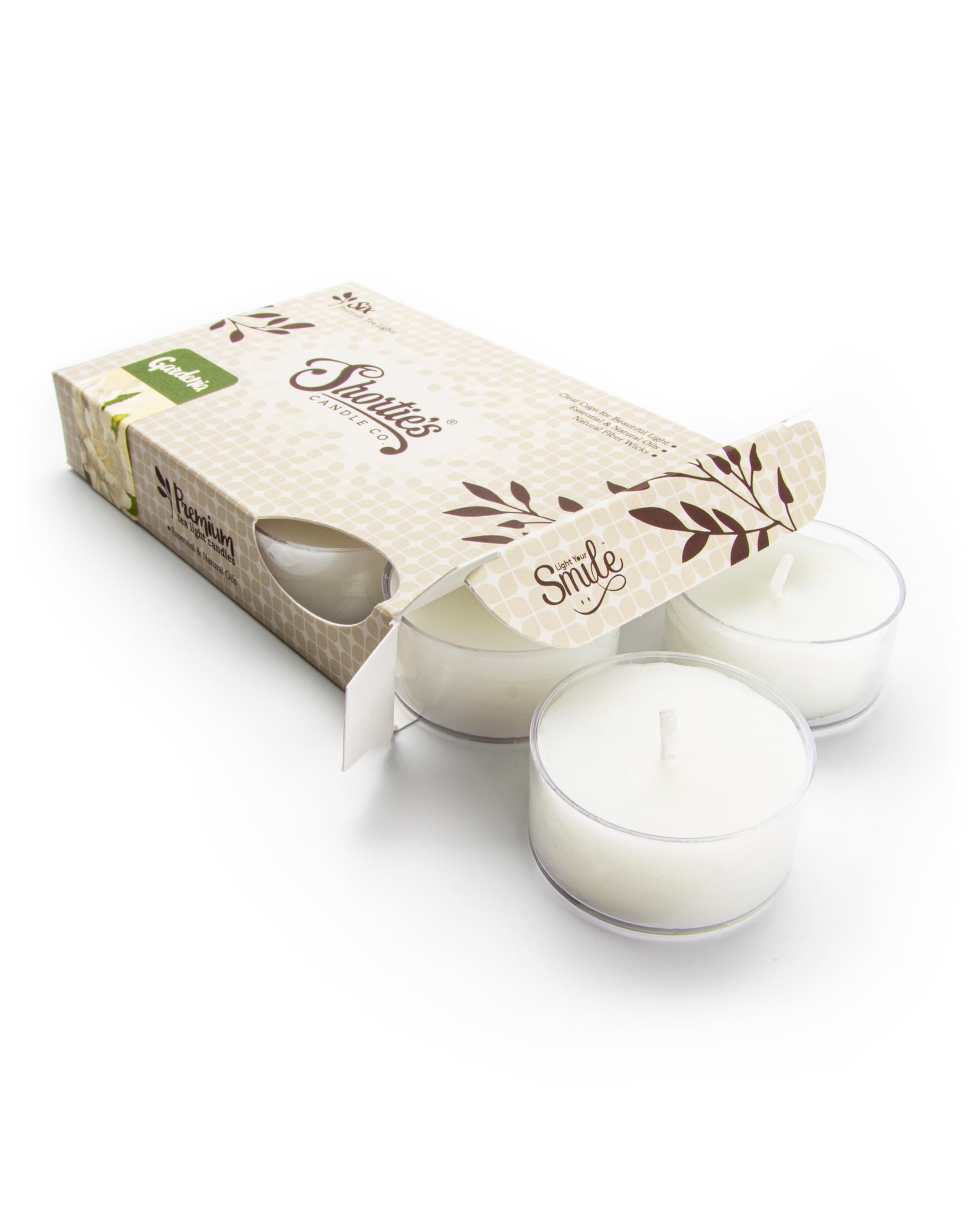 Shorties Candle Company Pure Gardenia Tealight Candles - Highly Scented - 6 White Tea Lights - Paraffin Wax - Model AX-AY-ABHI-25981