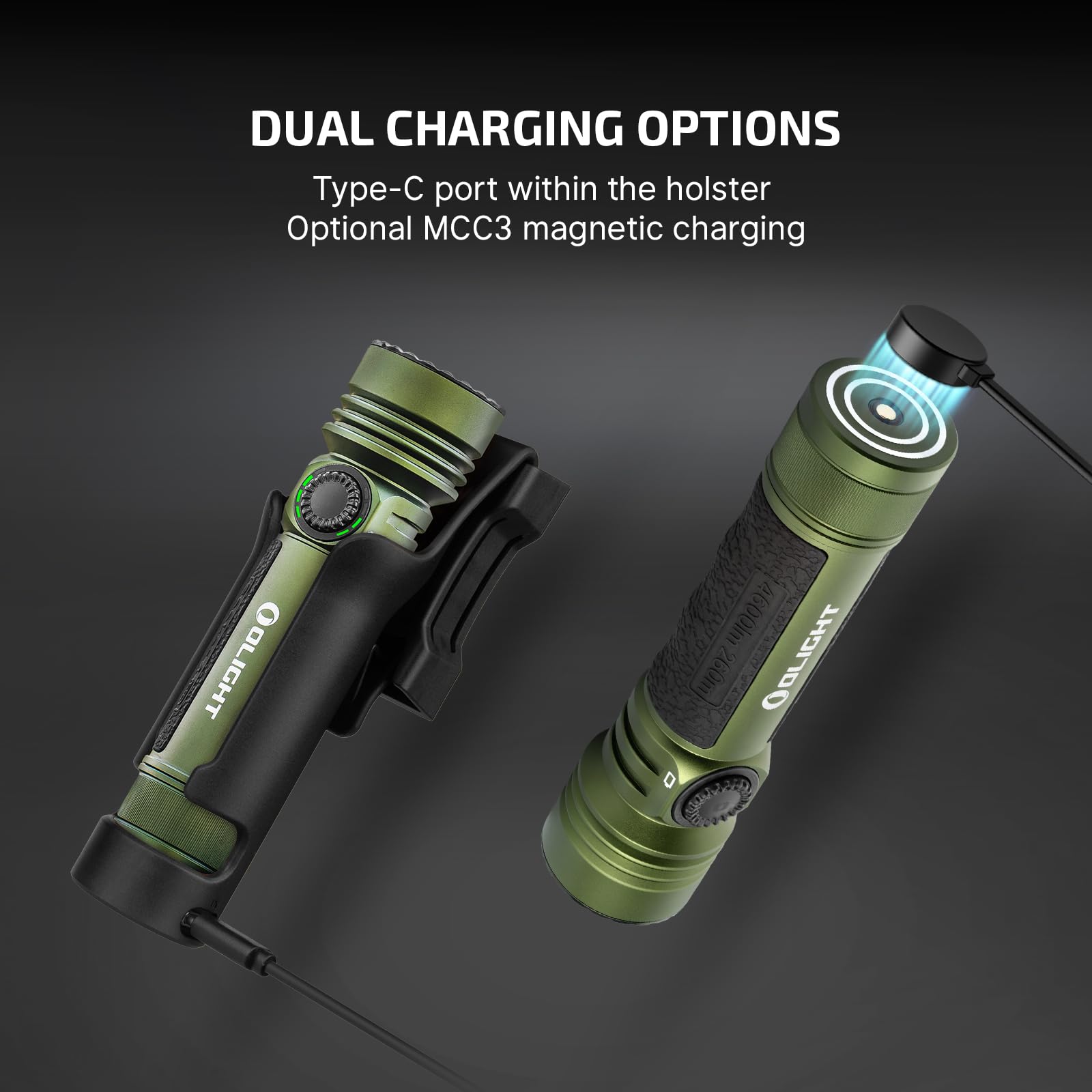 OLIGHT Seeker 4 Pro Flashlight, 4600 Lumens, USB C Holster, Waterproof IPX8, OD Green, Aluminum, Model SEEKER4PRO#300000