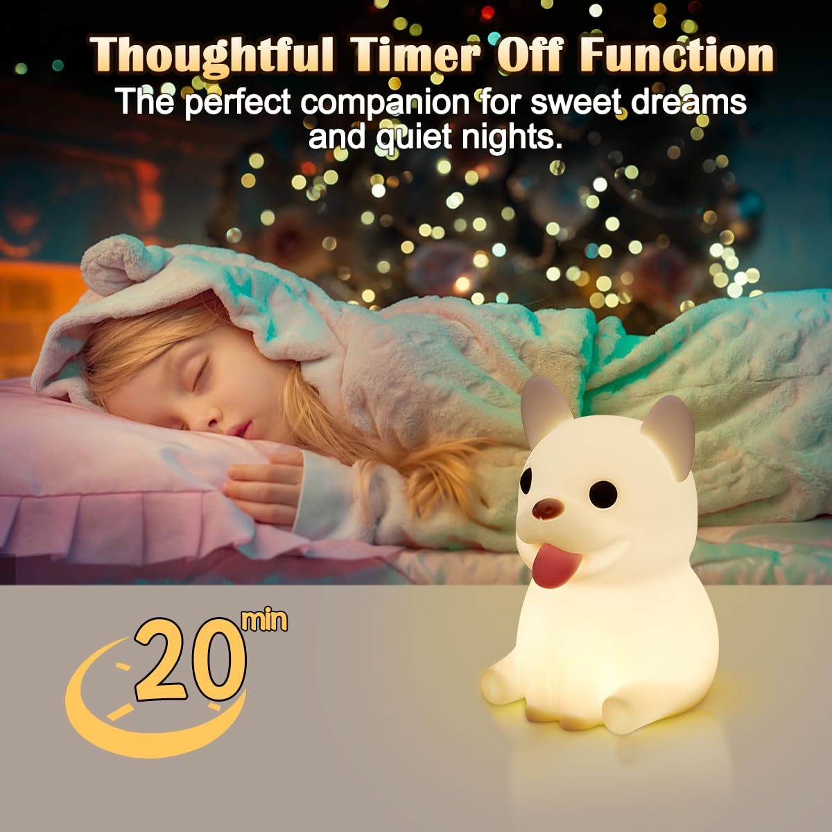 Ledholyt Night Light For Kids, Cute Silicone Puppy Nursery Light For Baby Room And Toddler, Rechargeable Led Animal Decor Nightl