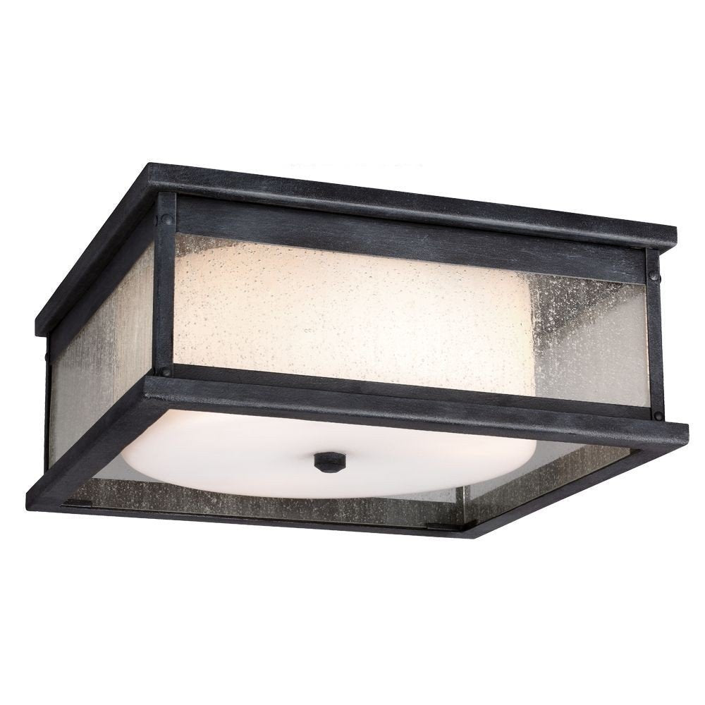 Feiss OL11113DWZ Pediment Outdoor Flush Mount Ceiling Lighting, Bronze, 2-Light (13W x 6H) 80watts