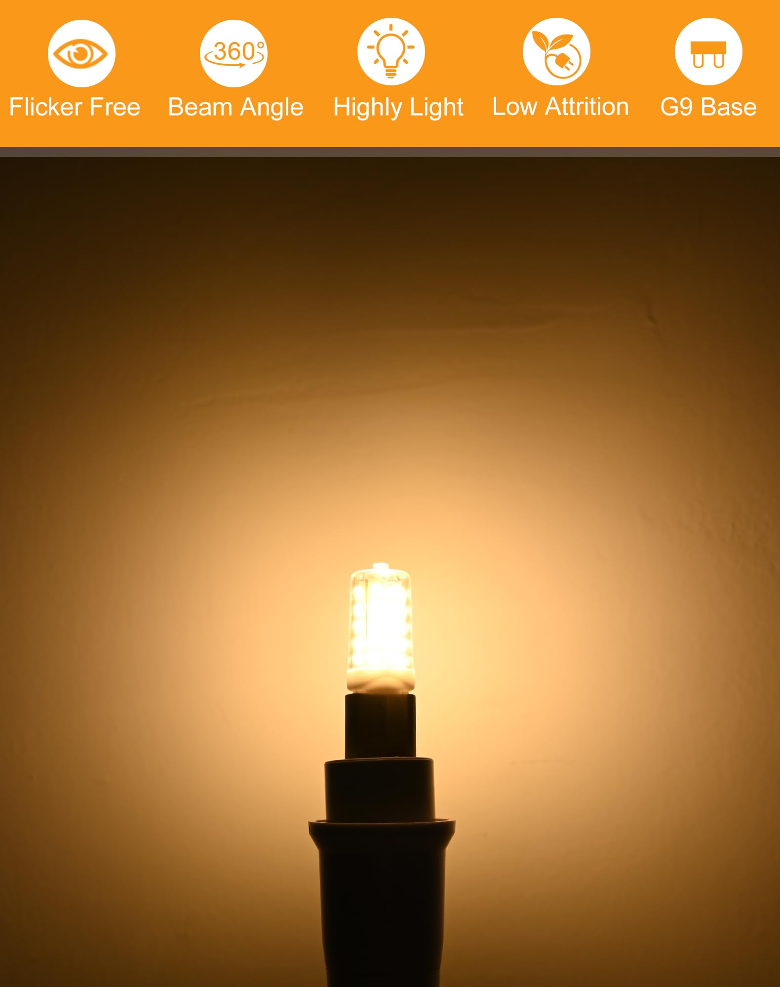 Gohdlamp 10 Pack G9 Led Bulb, 40 Watt Equivalent T4 Chandelier Light Bulbs,4W 2700K Warm White 450Lumens Non-Dimmable, Ceramic B