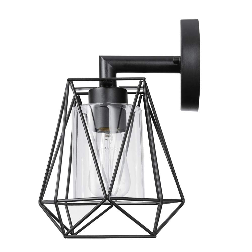 Globe Electric 44300 1-Light Outdoor/Indoor Wall Sconce, Black, Metal, 11.9 Inches, Clear Glass Shade