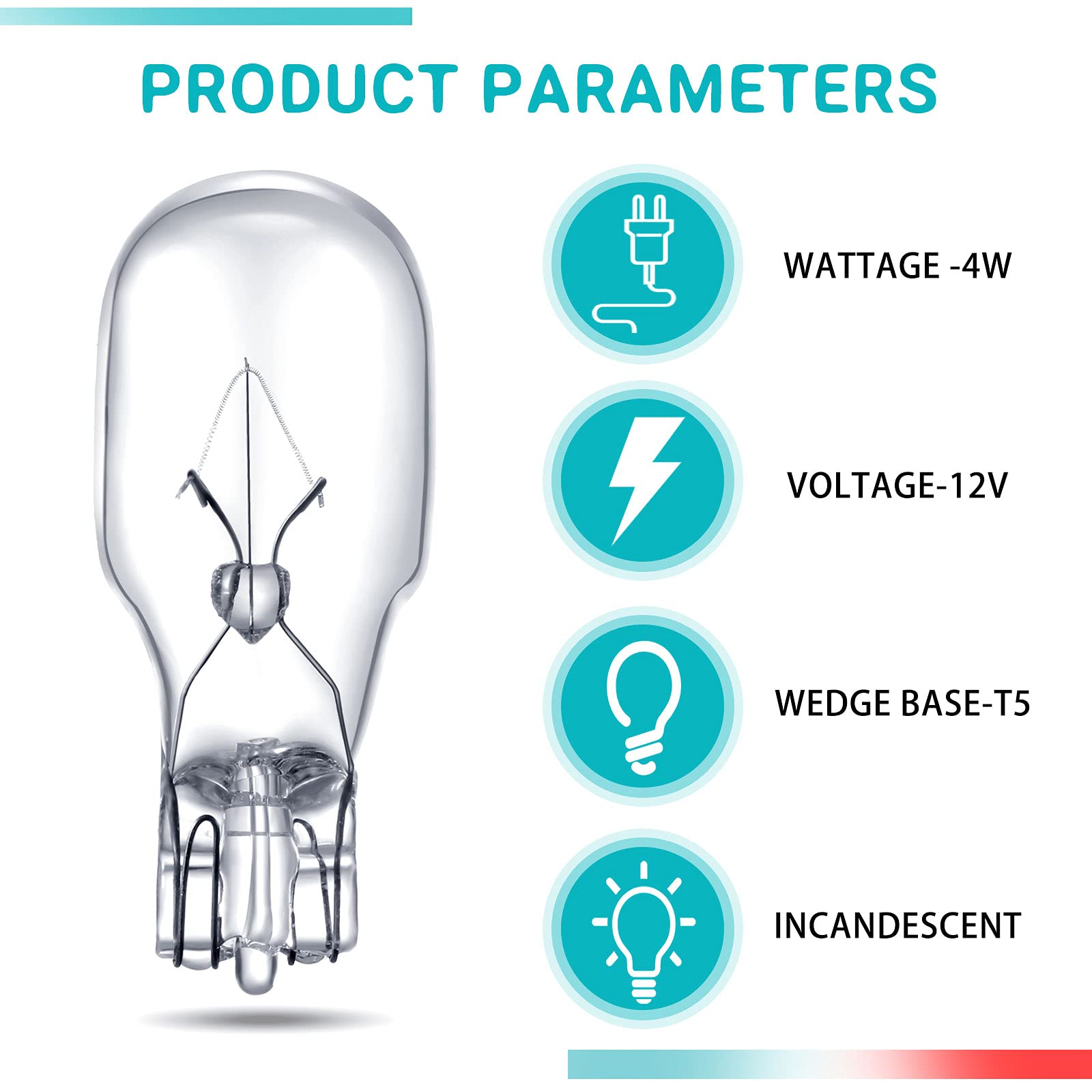 Riakrum T5 Landscape Light Bulbs 12V 4W Glass Replacement Lamp 20 Count