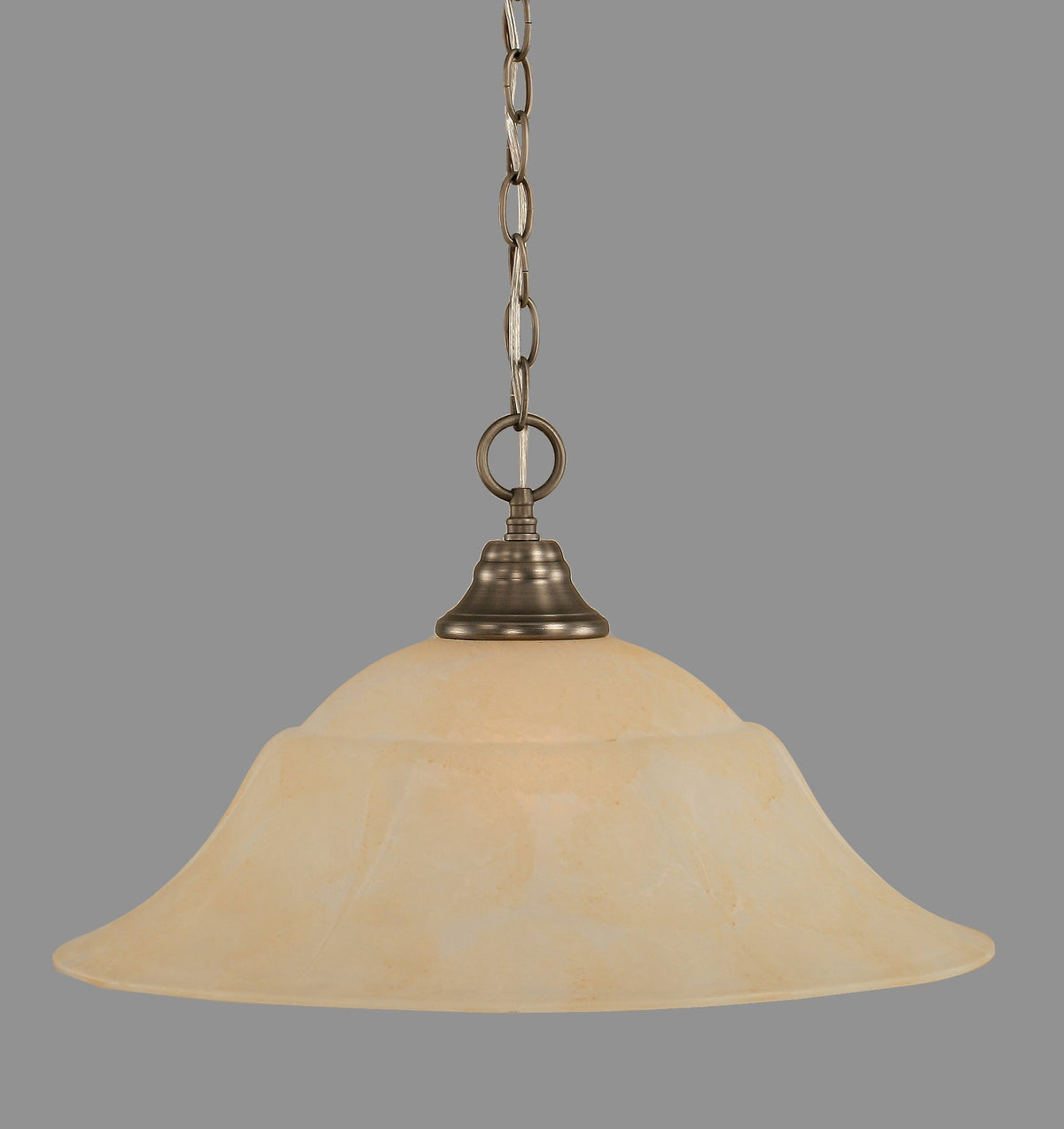 Toltec Lighting 10-Bn-53813 Chain Hung Pendant With 20&quot; Amber Marble Glass, Brushed Nickel Finish