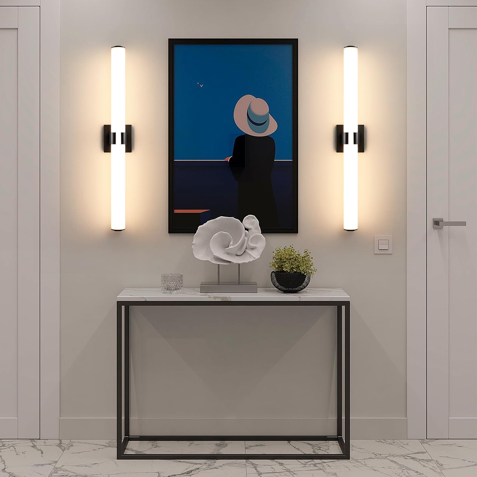 Aijiasi Black Bathroom Vanity Light Fixtures, 31 Inch Modern Bathroom Light Fixtures Over Mirror Sconce Lighting 36W 3000K Led Dimmable Vanity Light Bar For Mirror Bedroom Living Room