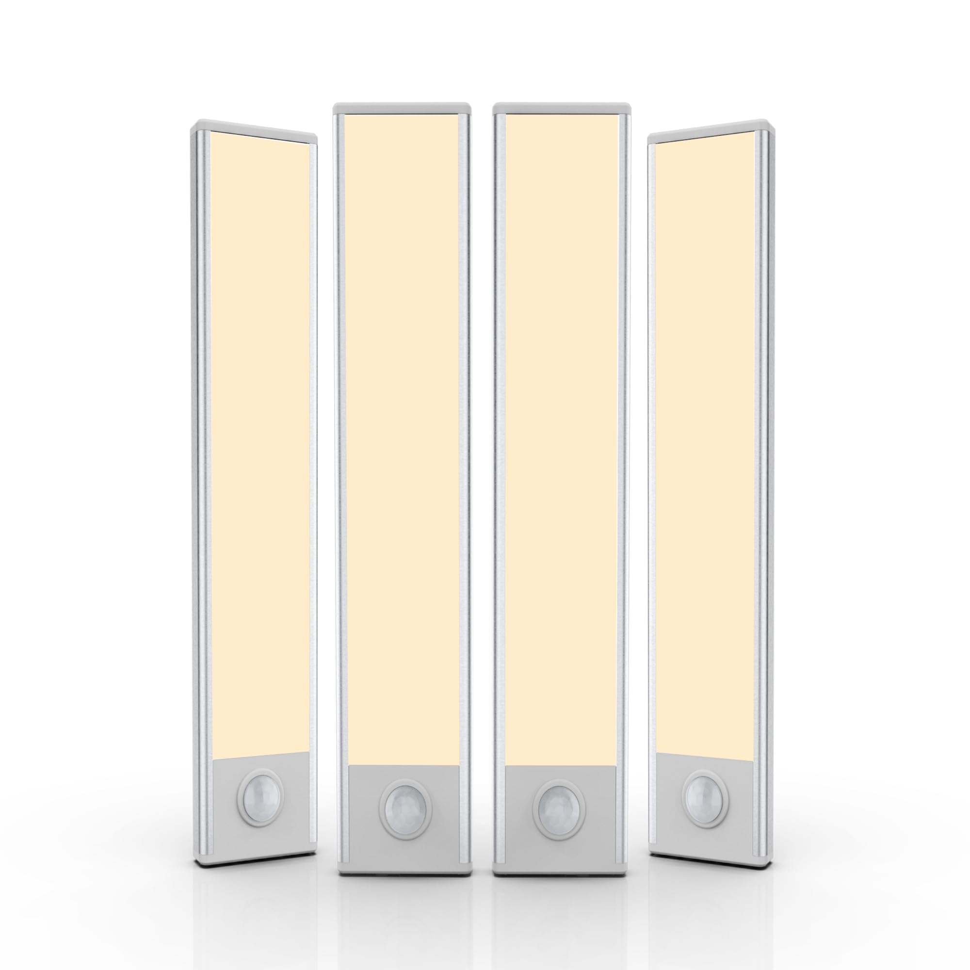 16 inch 4 PackUnder Cabinet Lighting, 68 LED Rechargeable Motion Sensor Light Indoor, Stick On Magnetic Closet Lights Battery Op