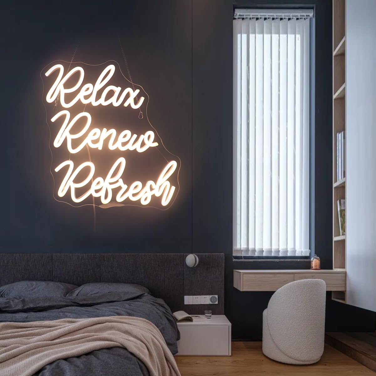 QiaoFei Neon Sign LED Dimmable for Home & Bar Decor, Medium Size, Warm White Light, Perfect for Parties & Gifts