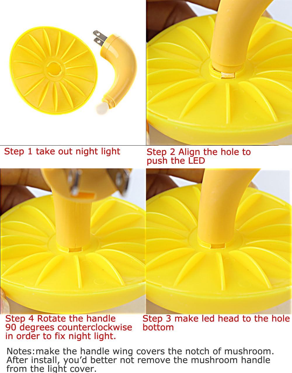 AUSAYE LED Night Lights 5 Pack Plug-in Mushroom Lamp Warm Yellow for Bedroom, Bathroom, Hallway, Stairs, Kitchen, Basement L-7513