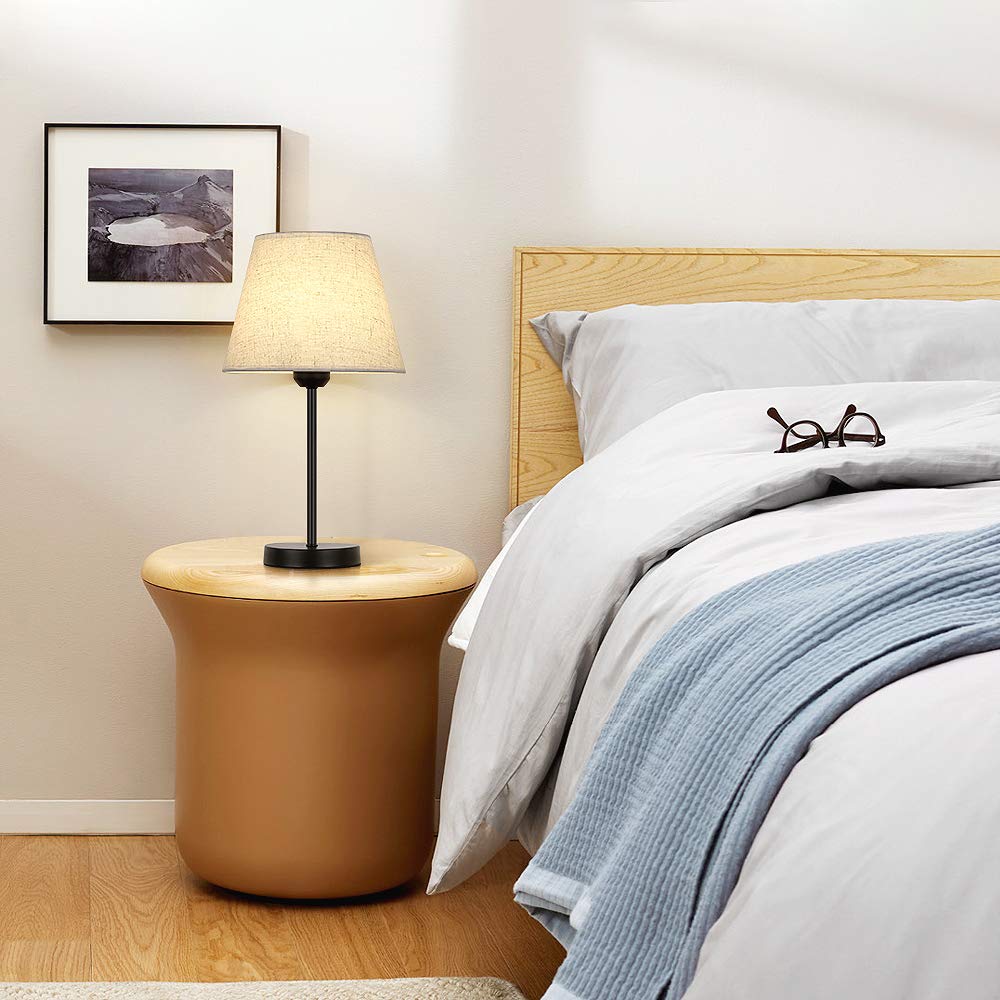 Vrisa Table Lamp For Bedroom Set Of 2 Small Bedside Lamp With Fabric Shade Modern Nightstand Lamp Minimalist Desk Lamp For Living Room Study Room Office Kids Room