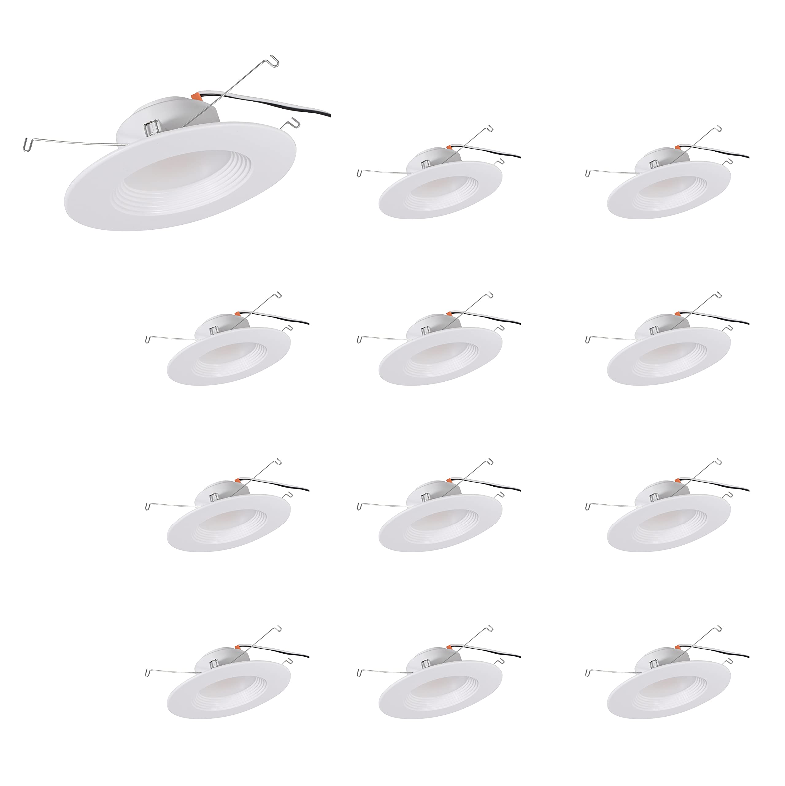 SYLVANIA 5 /6  LED Recessed Lighting Downlight with Trim  8.5W=65W  Dimmable  675 Lumens  White 3000K  Wet Rated / UL / Energy Star - 12 Pack (62236)