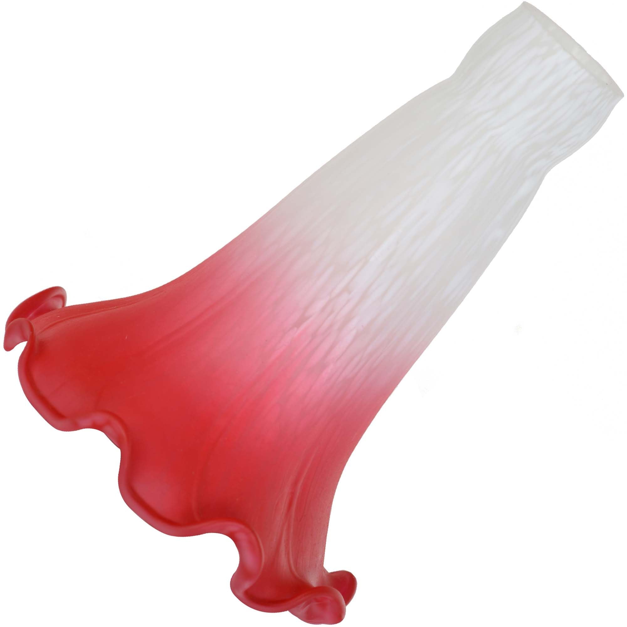 Bieye LS06S Lily Flower Blown Glass Lampshade (White Red, Opening I.D. 0.87'' x O.D. 1'')