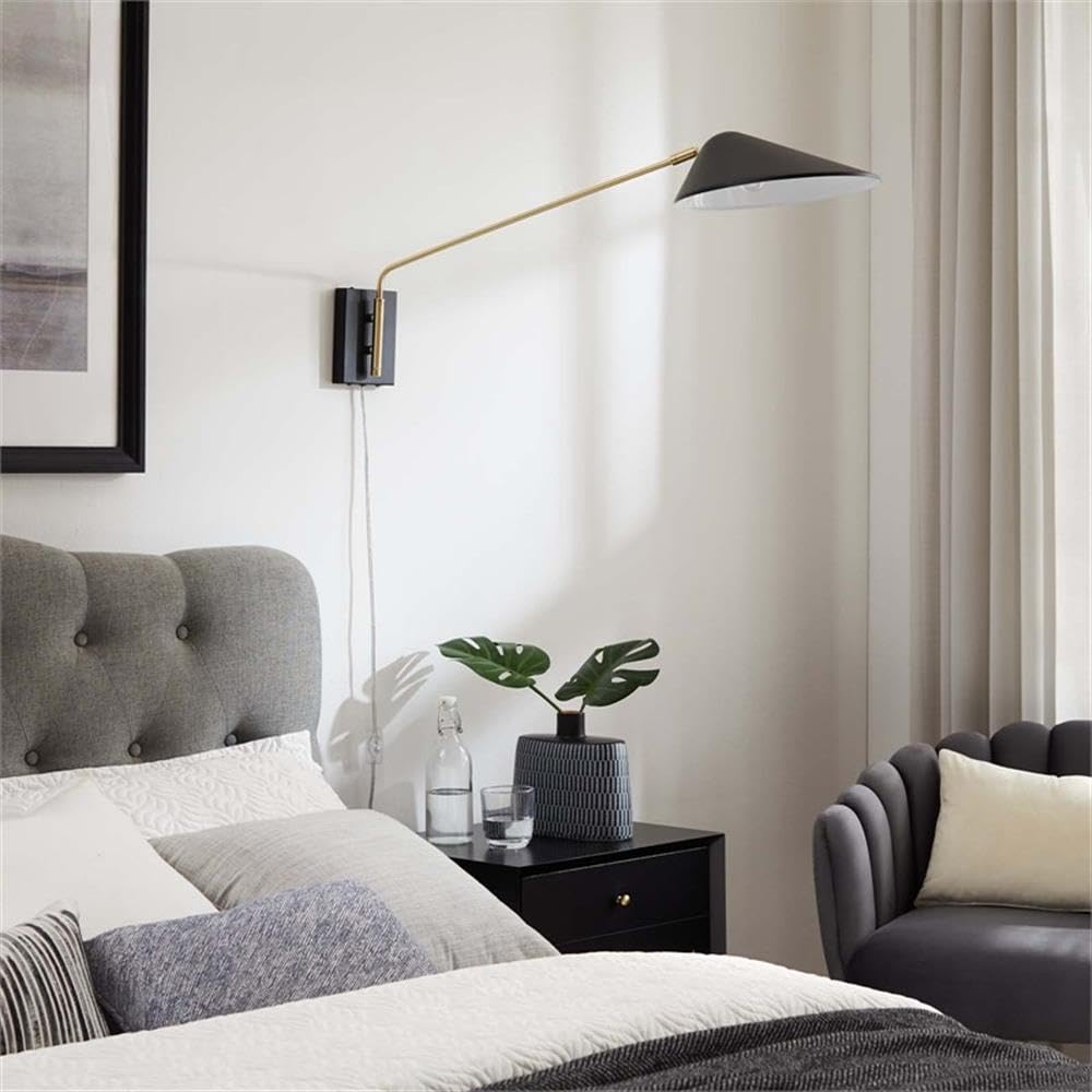 Modway Journey 24" 1-Light Modern Metal Swing Arm Wall Sconce In Black