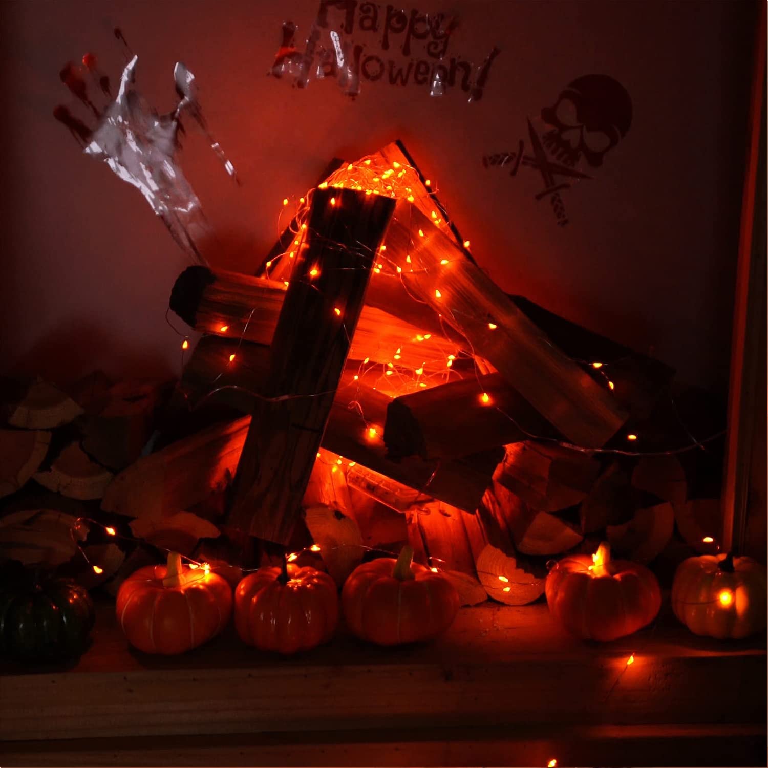 RUICHEN USB Fairy String Lights, 33Ft 100 LED, Copper Wire, On/Off Switch, Orange, Model UY-10M100L