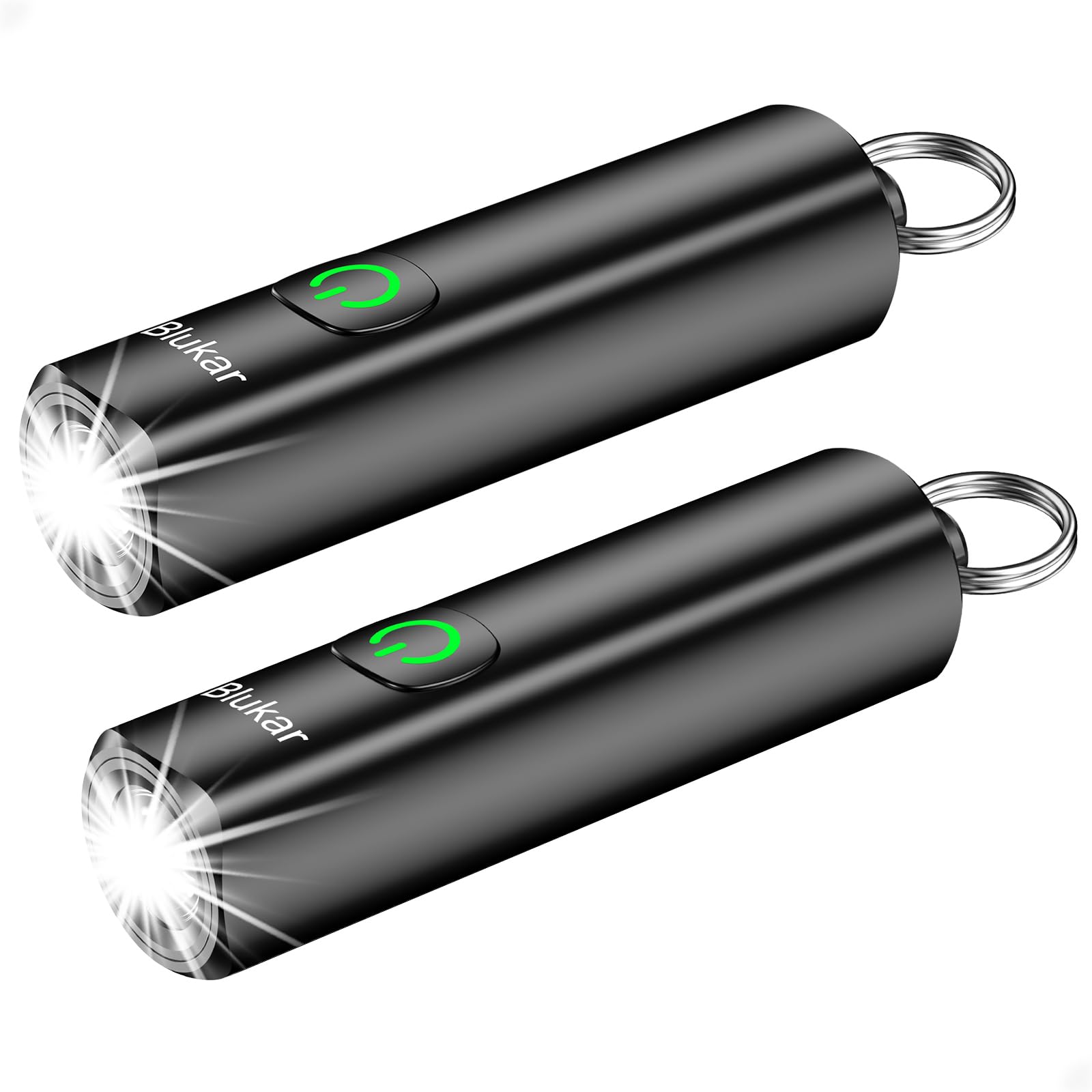 Blukar 2 Pack Rechargeable EDC Flashlight  360L Mini Keychain Flash Light with 3 Lighting Modes  Memory Function  Waterproof  Compact and Portable Pocket Light for Everyday Carry  Emergency Camping