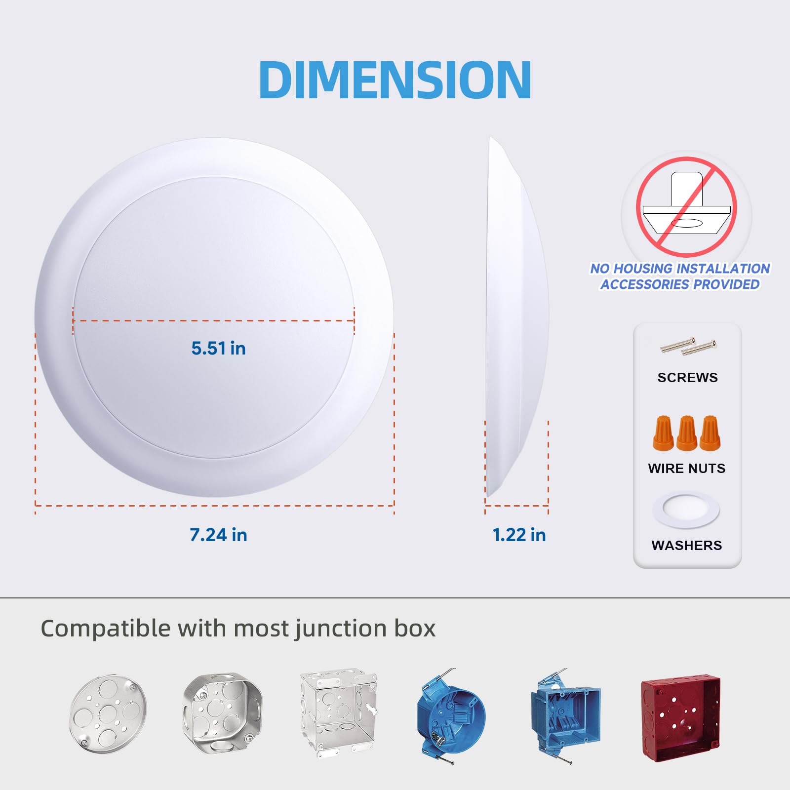 Ecoeler 5/6 Inch Led Disc Lights  5Cct Dimmable Flush Mount Ceiling Downlight  16.5W  1100Lm  5 Color Selectable Surface Mount Ceiling Lighting For Closet  Office  Garage  Etl&Fcc  24 Pack