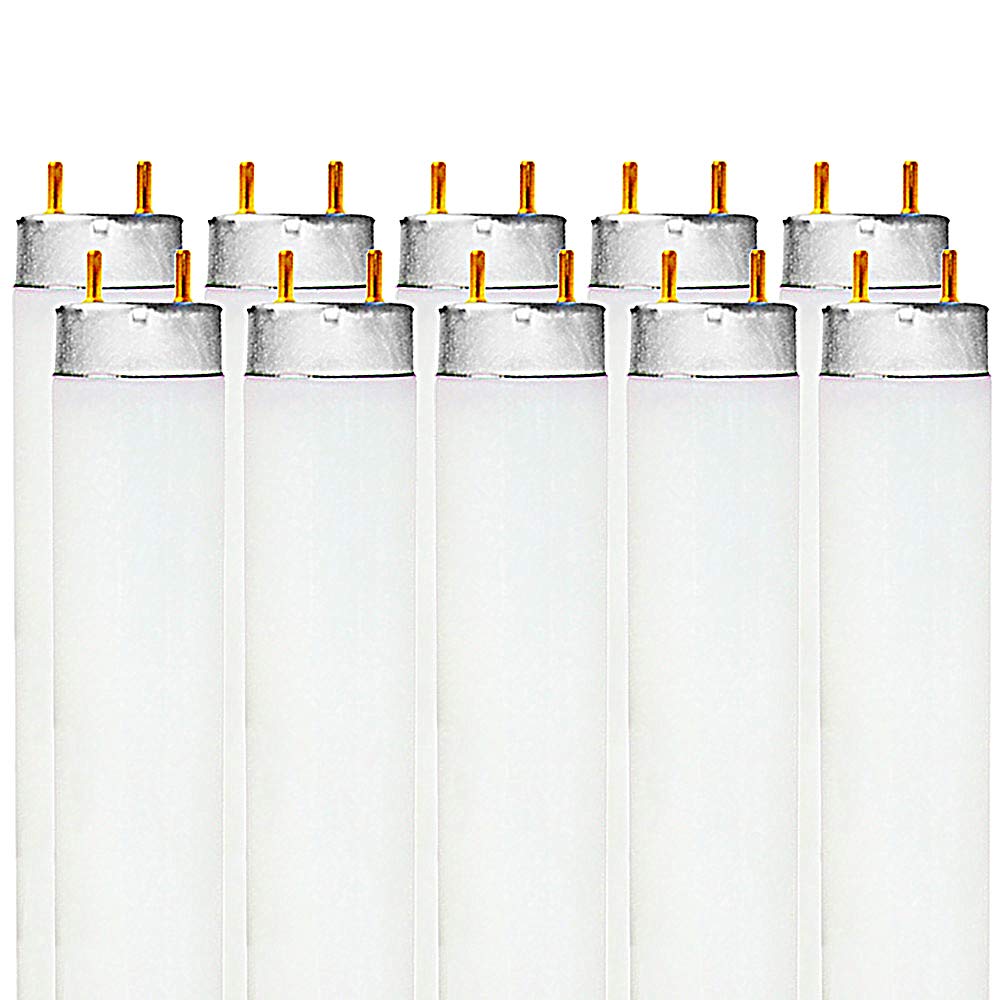 Luxrite F32T8/841 32W 48 Inch T8 Fluorescent Tube Light Bulb, 4100K Cool White, 2800 Lumens, G13 Medium Bi-Pin Base, Lr20732, 10
