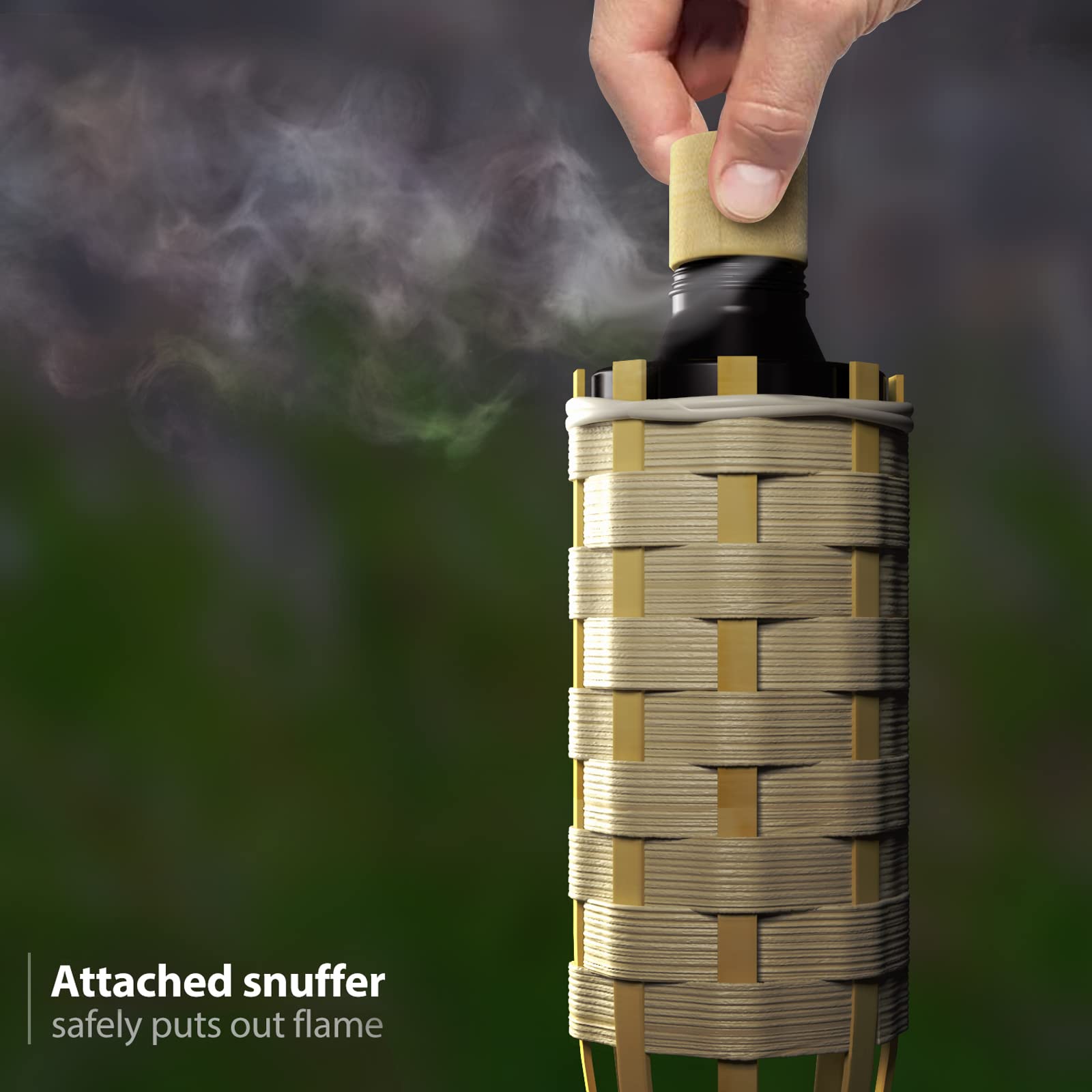 Matney Bamboo Torches For Outside Mosquitos Repellent - 5 Ft. Tall - (12 Pack) - Decorative Garden & Backyard Lights - Mosquito Torches Outdoor - Oil Lamp For Citronella - Flame Lasts Over 8 Hours