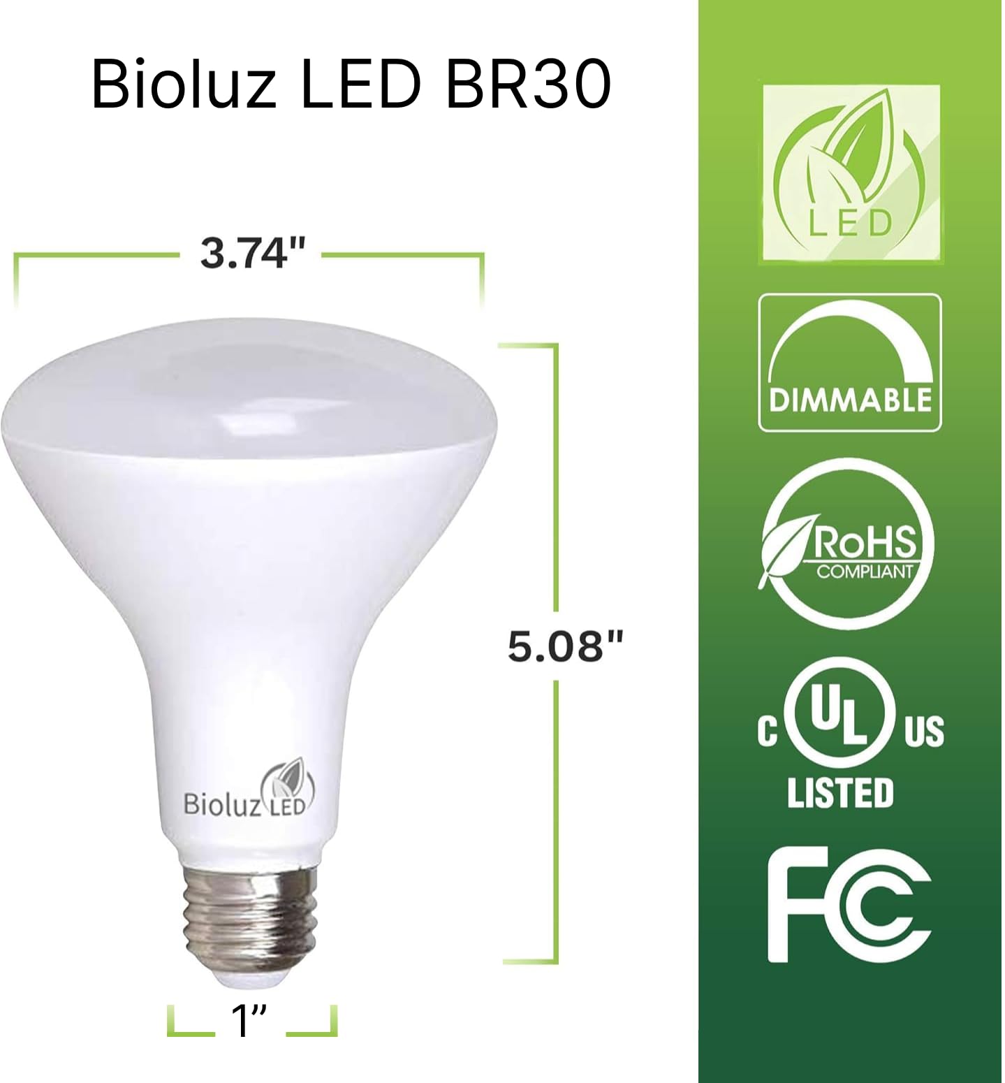 Bioluz Led 8 Pack Br30 Led Bulbs Indoor Flood Lights 90+ Cri 75W Equivalent Uses 9.5W 4000K Cool White 850 Lumens E26 Base Dimma