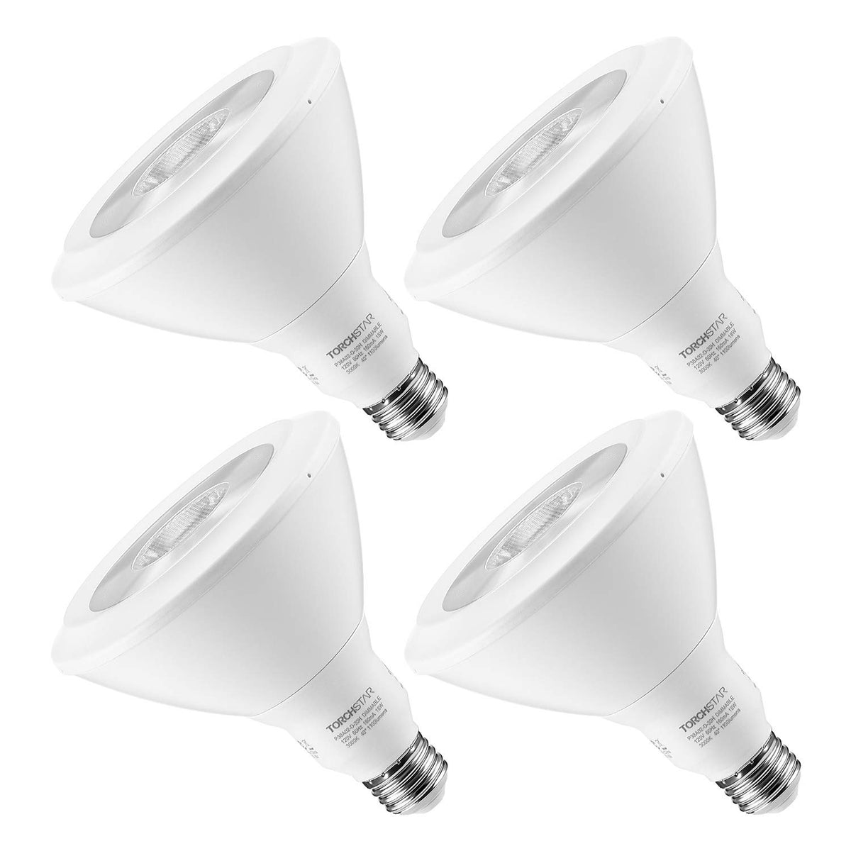 Torchstar 4 Pack Par38 Led Light Bulbs, 18W=120W Dimmable Spotlight, 1100Lm Indoor, 3000K Warm White, E26 Ul-Listed