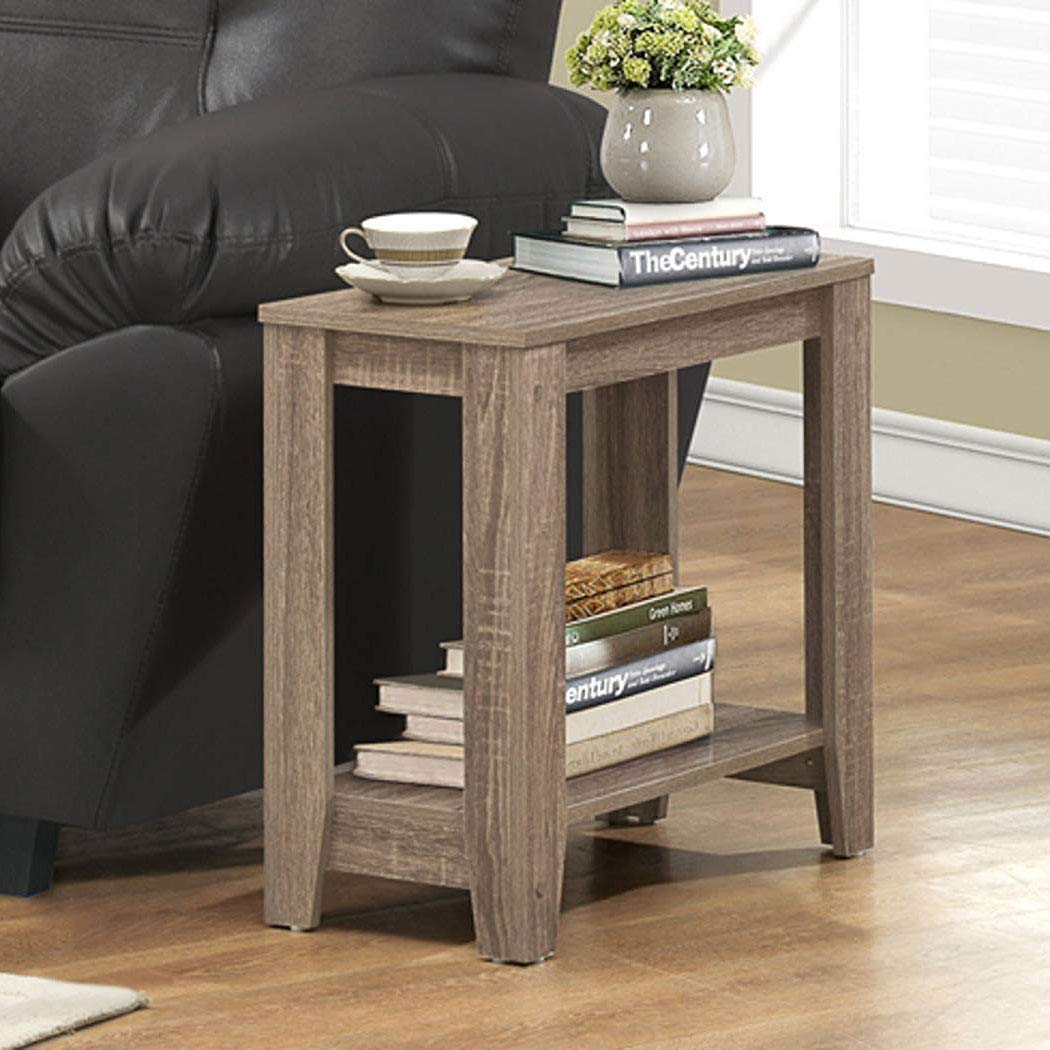 Monarch Specialties Accent End Side Lamp Table With Shelf, 24&quot; X 12&quot; X 22&quot;, Dark Taupe