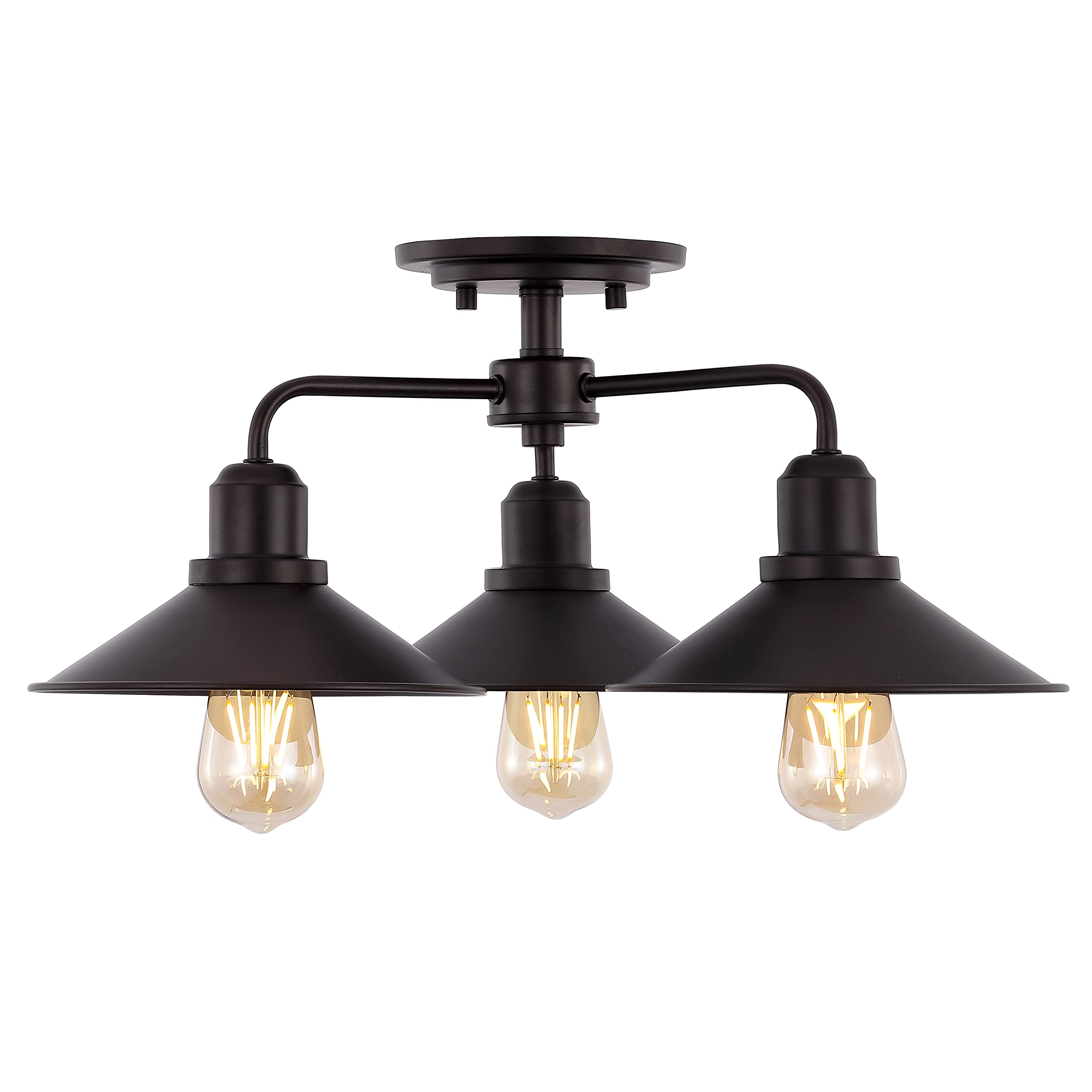 JONATHAN Y 3-Light Industrial LED Semi Flush Mount, Iron, 18.5 in, Oil Rubbed Bronze, Model JYL7498A
