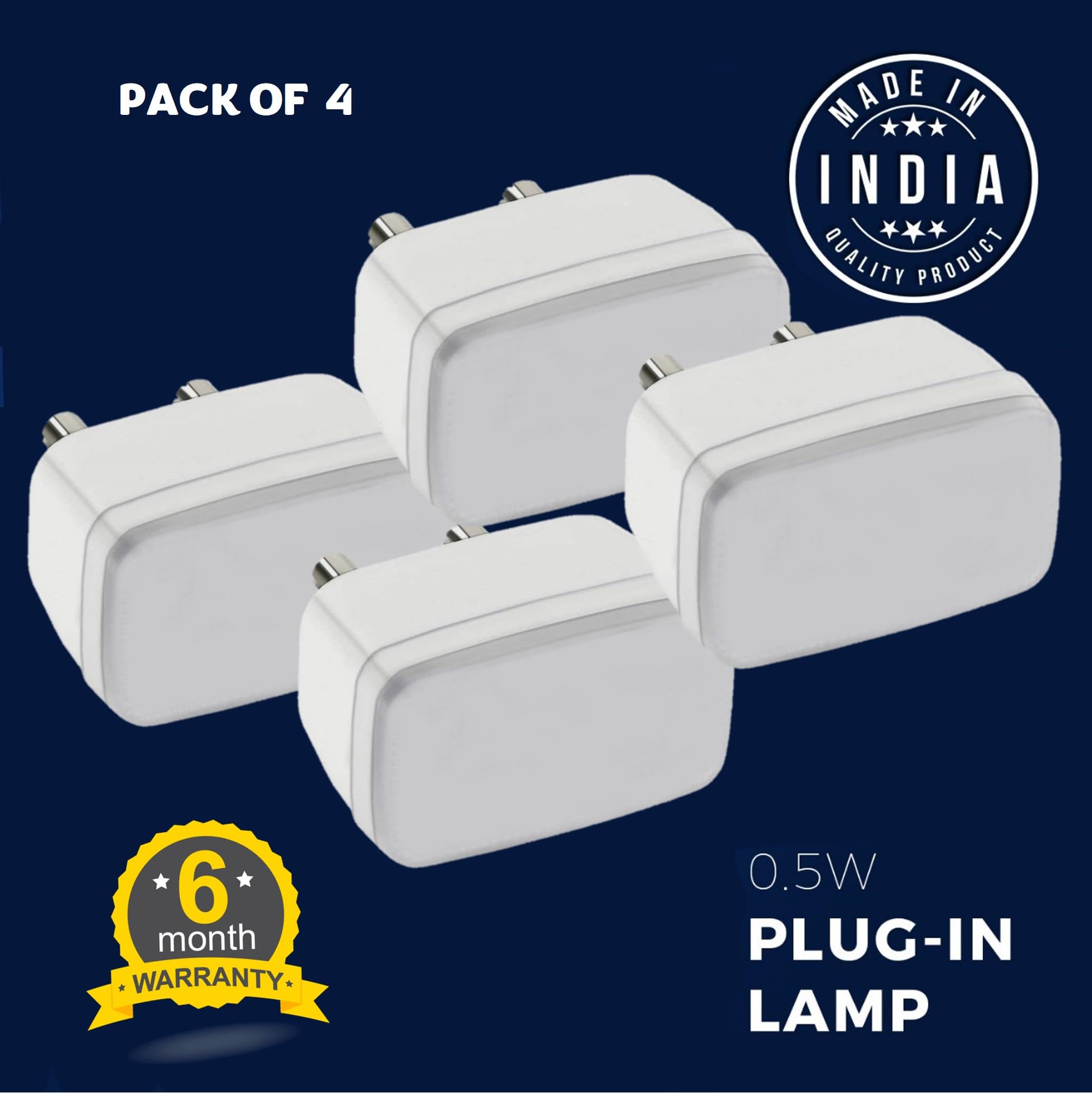TARAMPRO Night Light Energy Saving LED Lamp Nightlight for Children Kids Elderly Bedroom (White (Pack of 4))