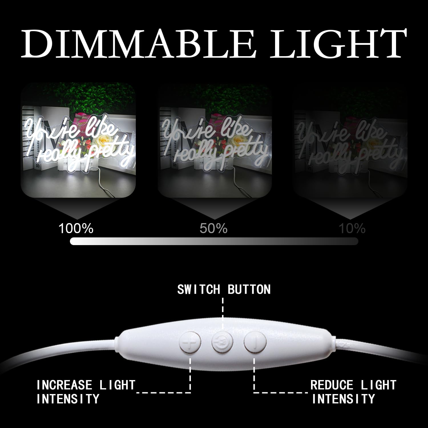 Lucunstar Youre Like Really Pretty Neon Sign,Led Sign,White Led Neon Light for Wall Decor,Light Sign for Wedding,Dimmable Switc